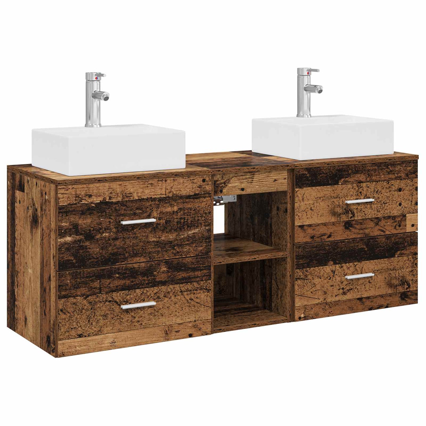 Baderomsskapsett 3 stk. Gammelt tre 49,5 x 41 x 62,5 cm