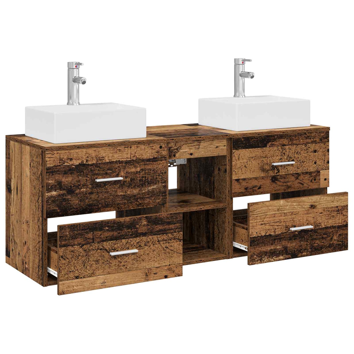 Baderomsskapsett 3 stk. Gammelt tre 49,5 x 41 x 62,5 cm