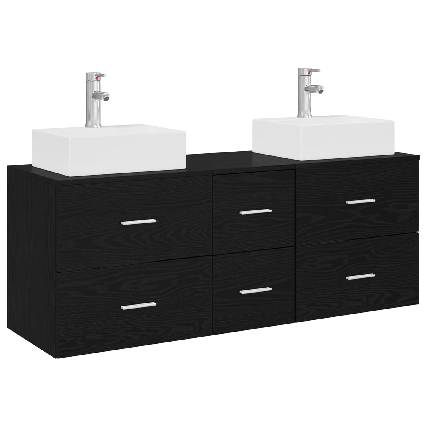 Baderomsskapsett 3 stk. Svart 49,5 x 41 x 62,5 cm