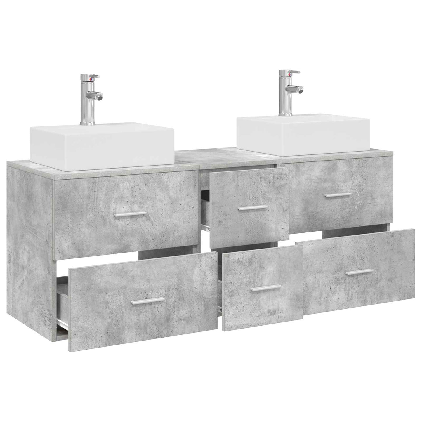 Baderomsskapsett 3 stk. Betonggrå 49,5 x 41 x 62,5 cm