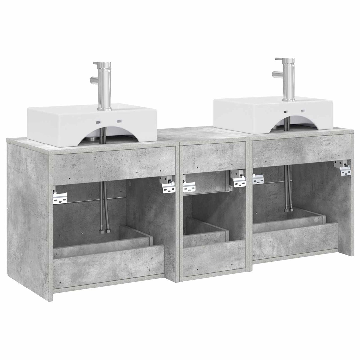 Baderomsskapsett 3 stk. Betonggrå 49,5 x 41 x 62,5 cm