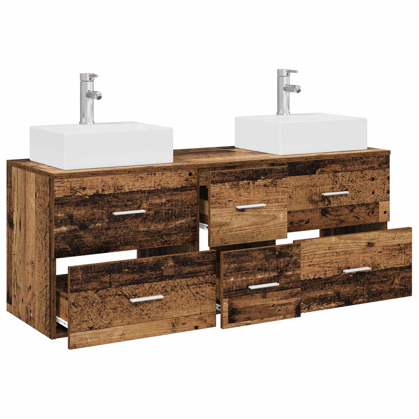 Baderomsskapsett 3 stk. Gammelt tre 49,5 x 41 x 62,5 cm