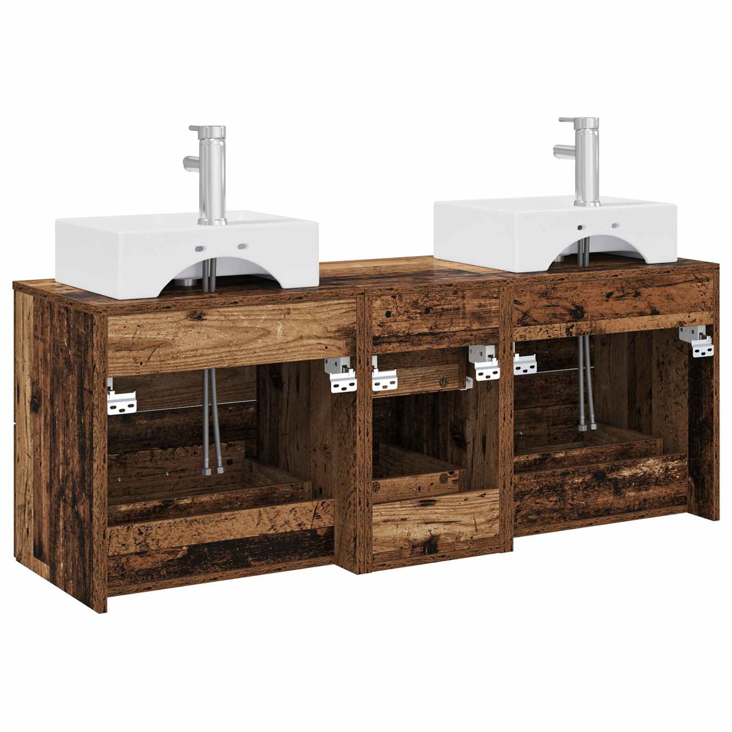 Baderomsskapsett 3 stk. Gammelt tre 49,5 x 41 x 62,5 cm