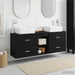 Baderomsskapsett 3 stk. Svart 53 x 34,5 x 63 cm Konstruert tre