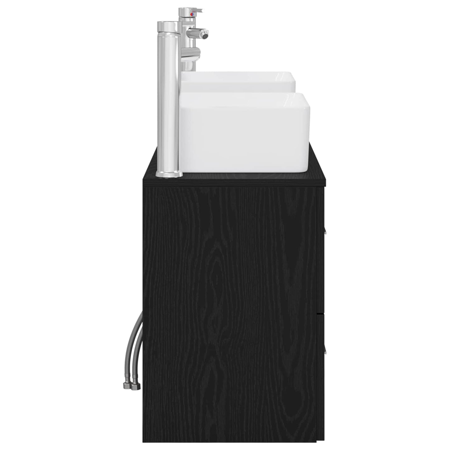 Baderomsskapsett 3 stk. Svart 53 x 34,5 x 63 cm Konstruert tre