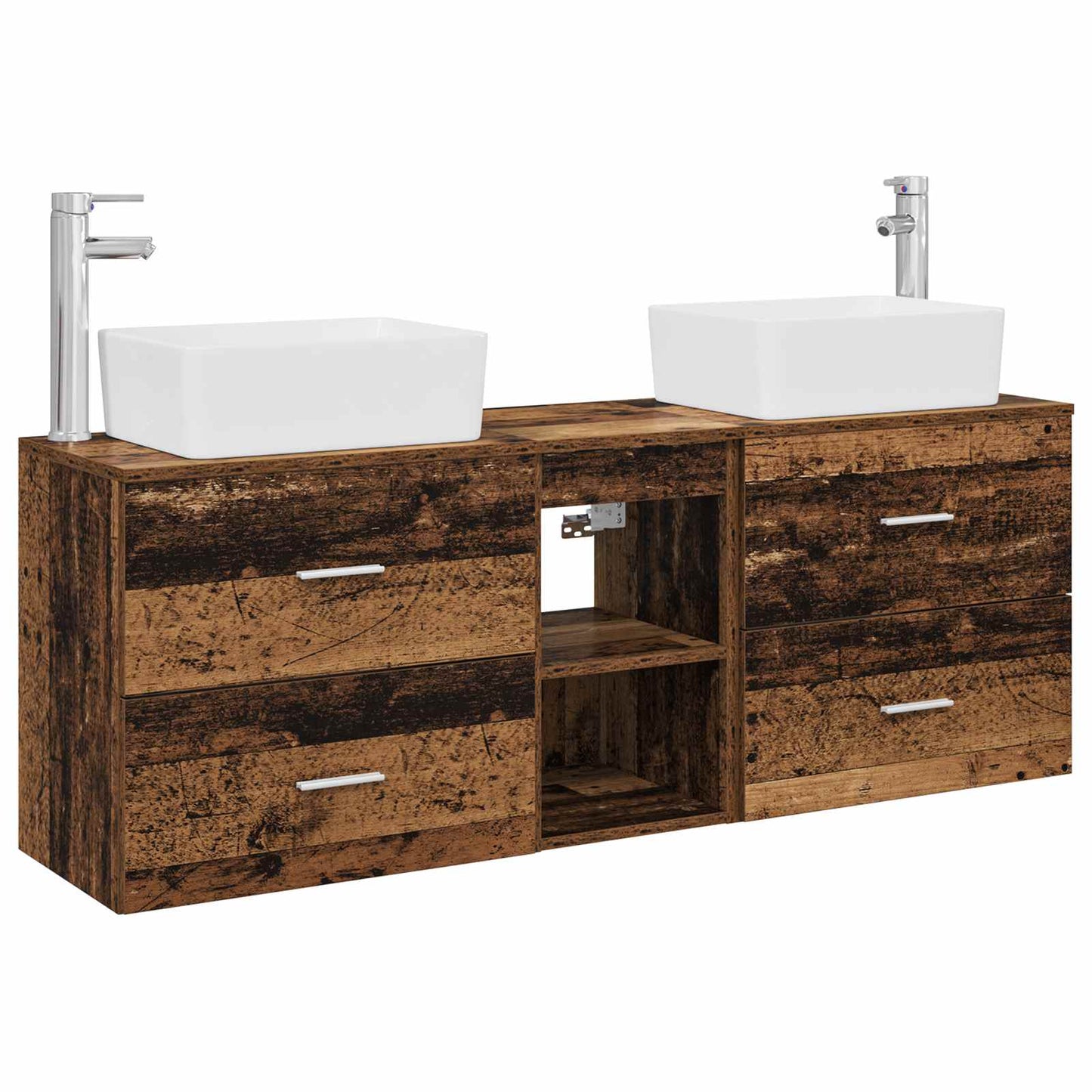 Baderomsskapsett 3 stk. Gammelt tre 53 x 34,5 x 63 cm