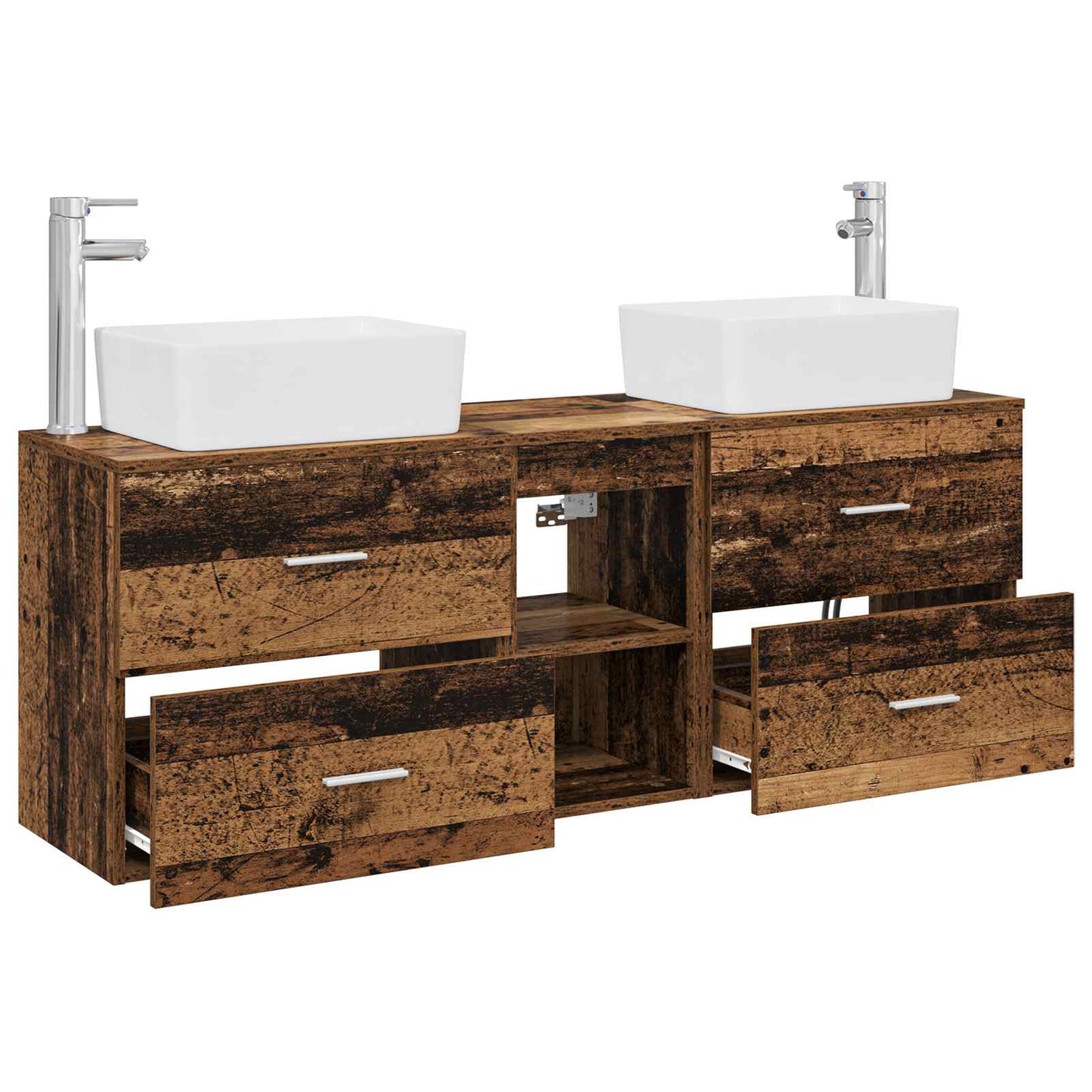 Baderomsskapsett 3 stk. Gammelt tre 53 x 34,5 x 63 cm