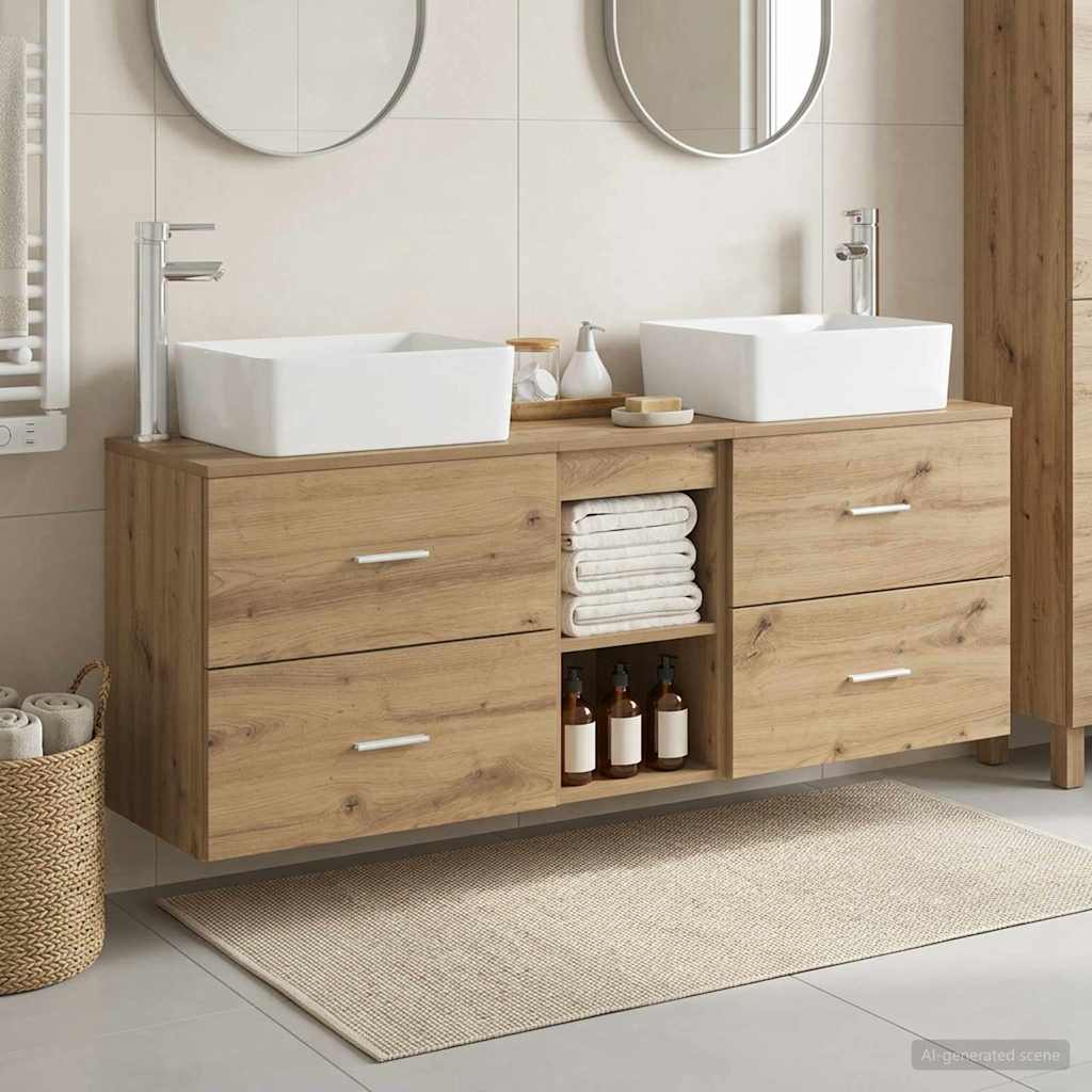 Baderomsskapsett 3 stk. Artisan eik 53 x 34,5 x 63 cm