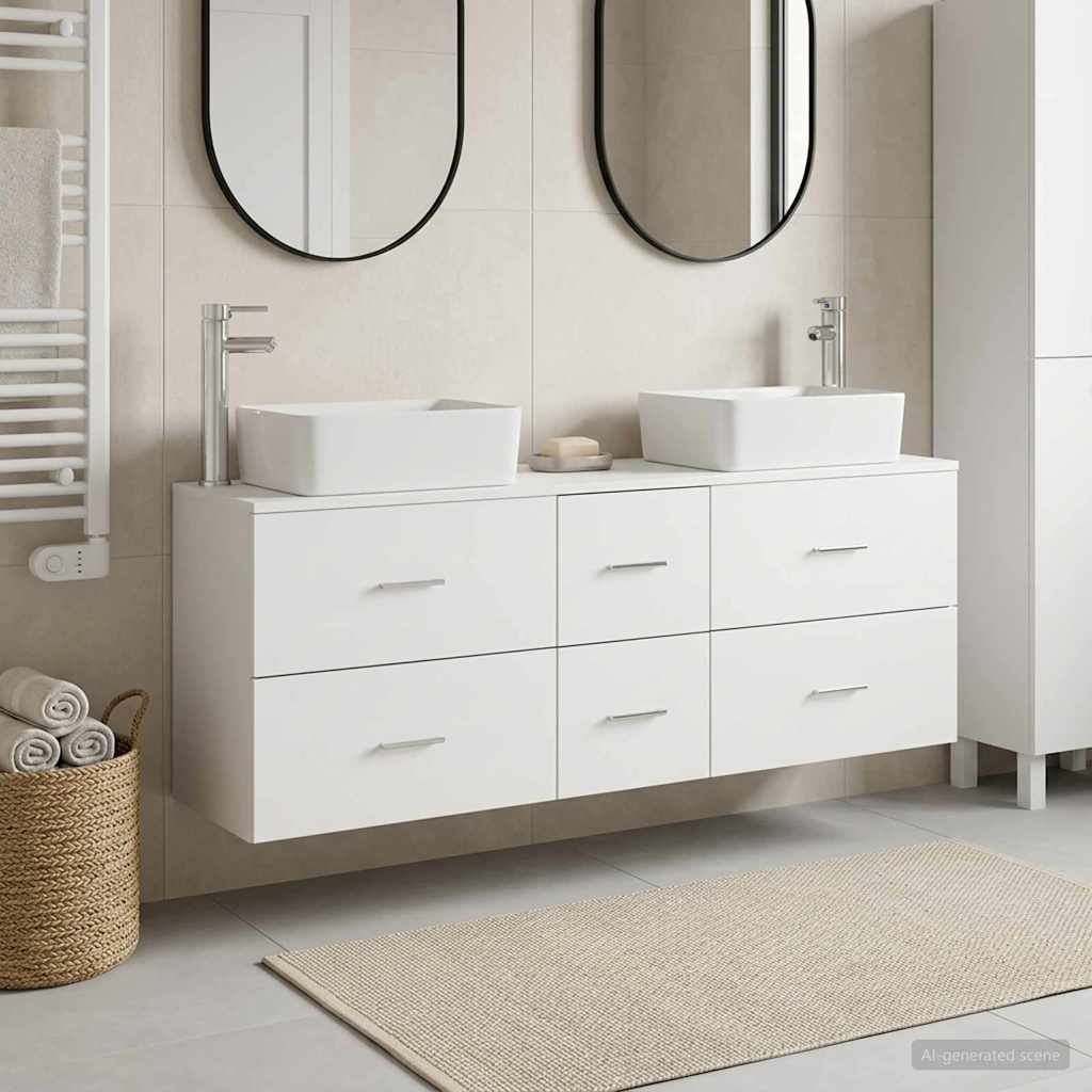 Baderomsskapsett 3 stk. Hvit 53 x 34,5 x 63 cm Konstruert tre
