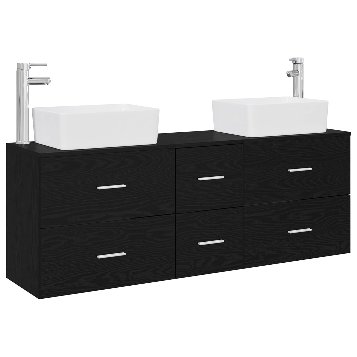 Baderomsskapsett 3 stk. Svart 53 x 34,5 x 63 cm Konstruert tre
