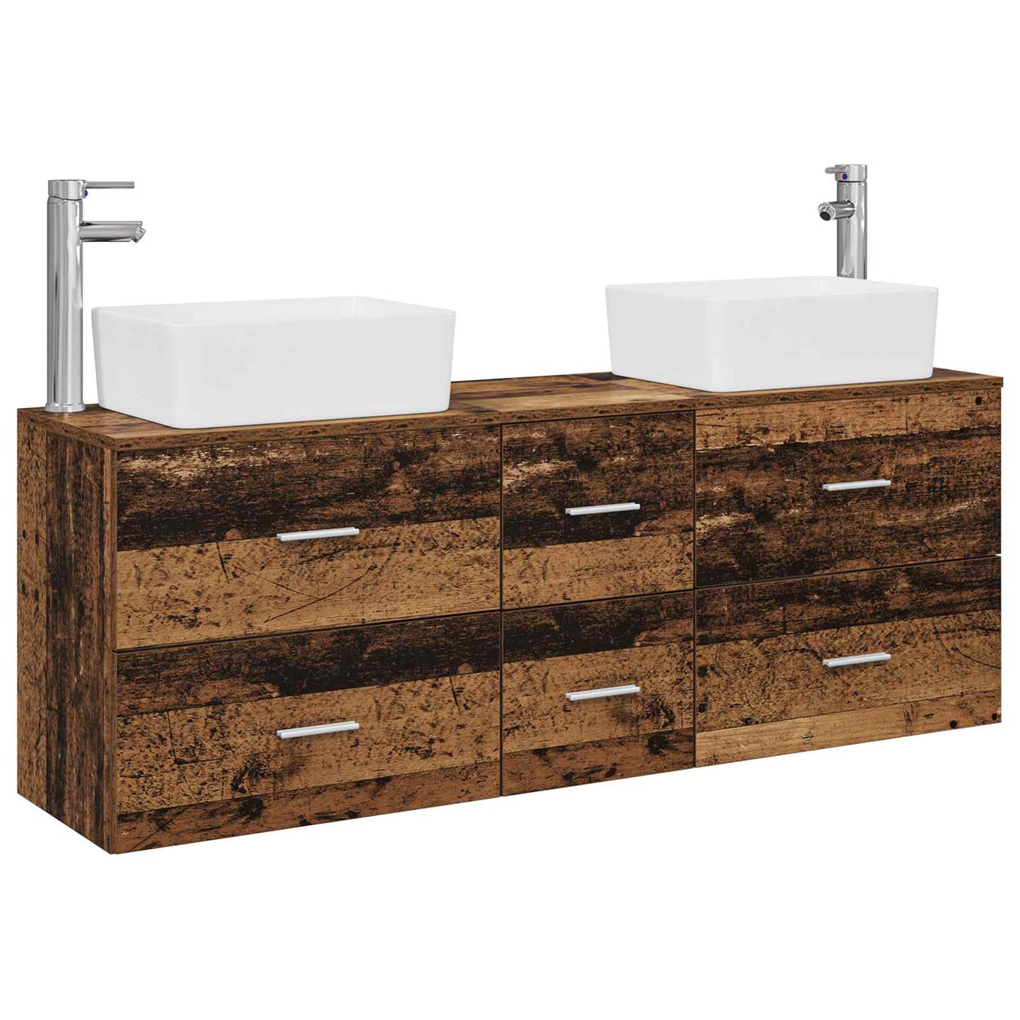 Baderomsskapsett 3 stk. Gammelt tre 53 x 34,5 x 63 cm