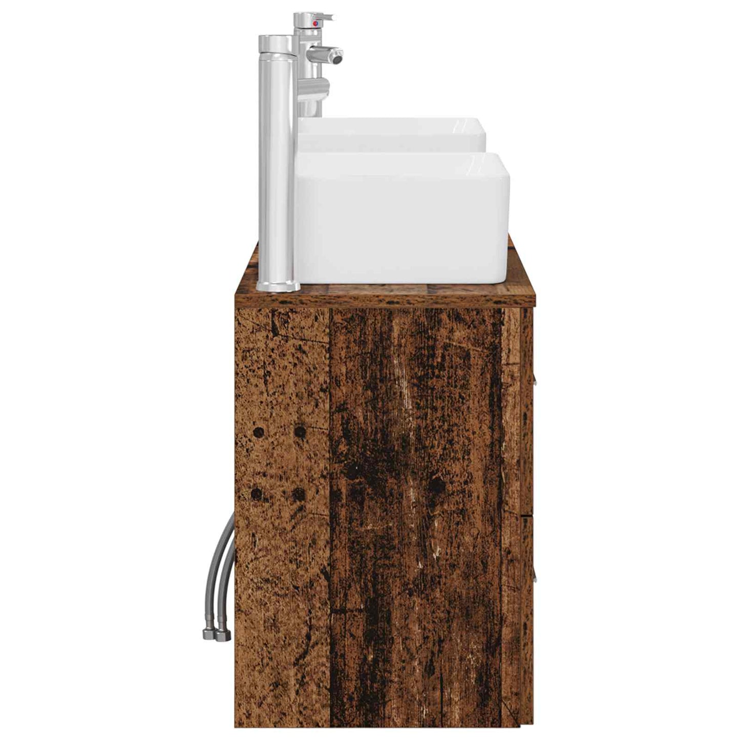 Baderomsskapsett 3 stk. Gammelt tre 53 x 34,5 x 63 cm