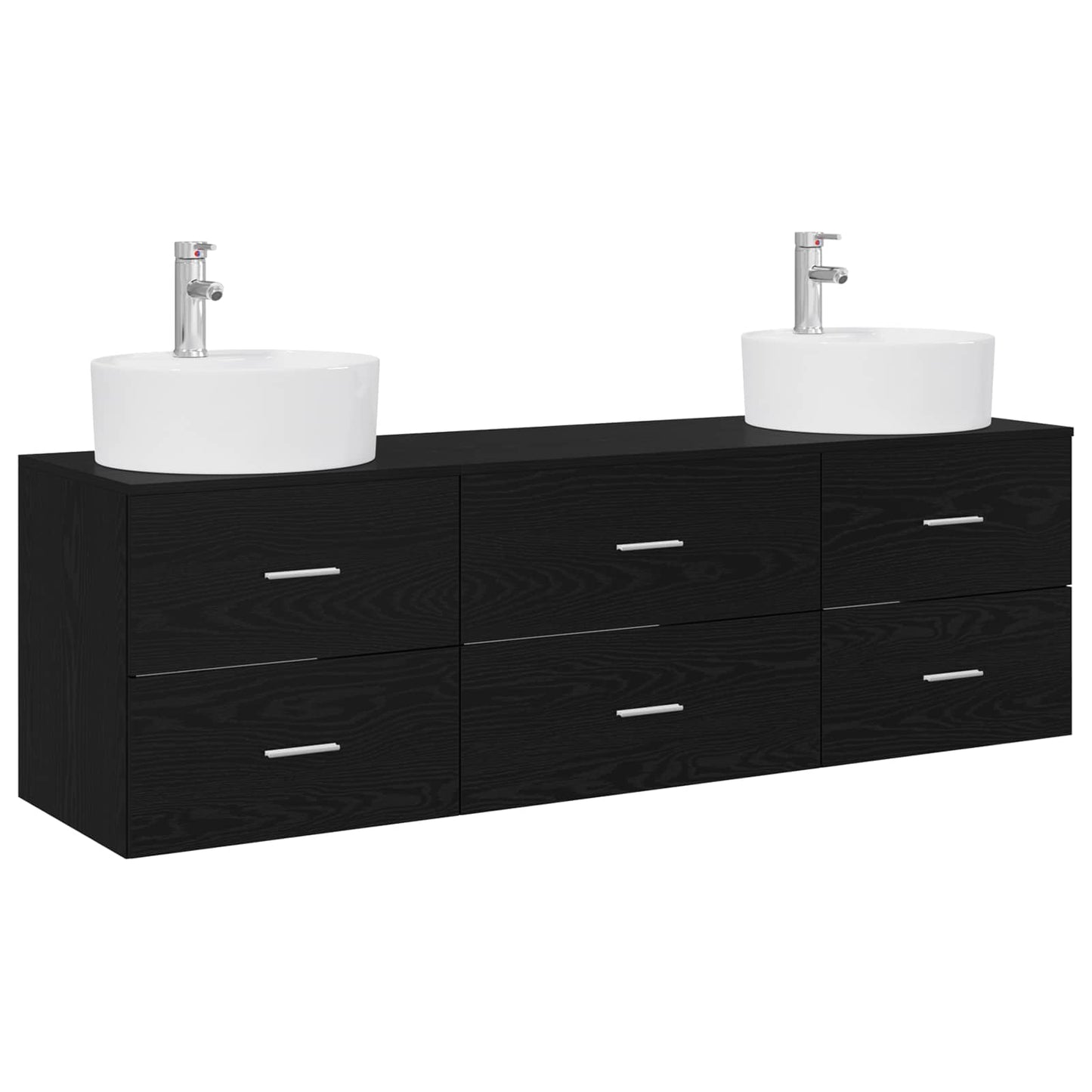 Baderomsskapsett 3 stk. Svart 62,5 x 44,5 x 50 cm