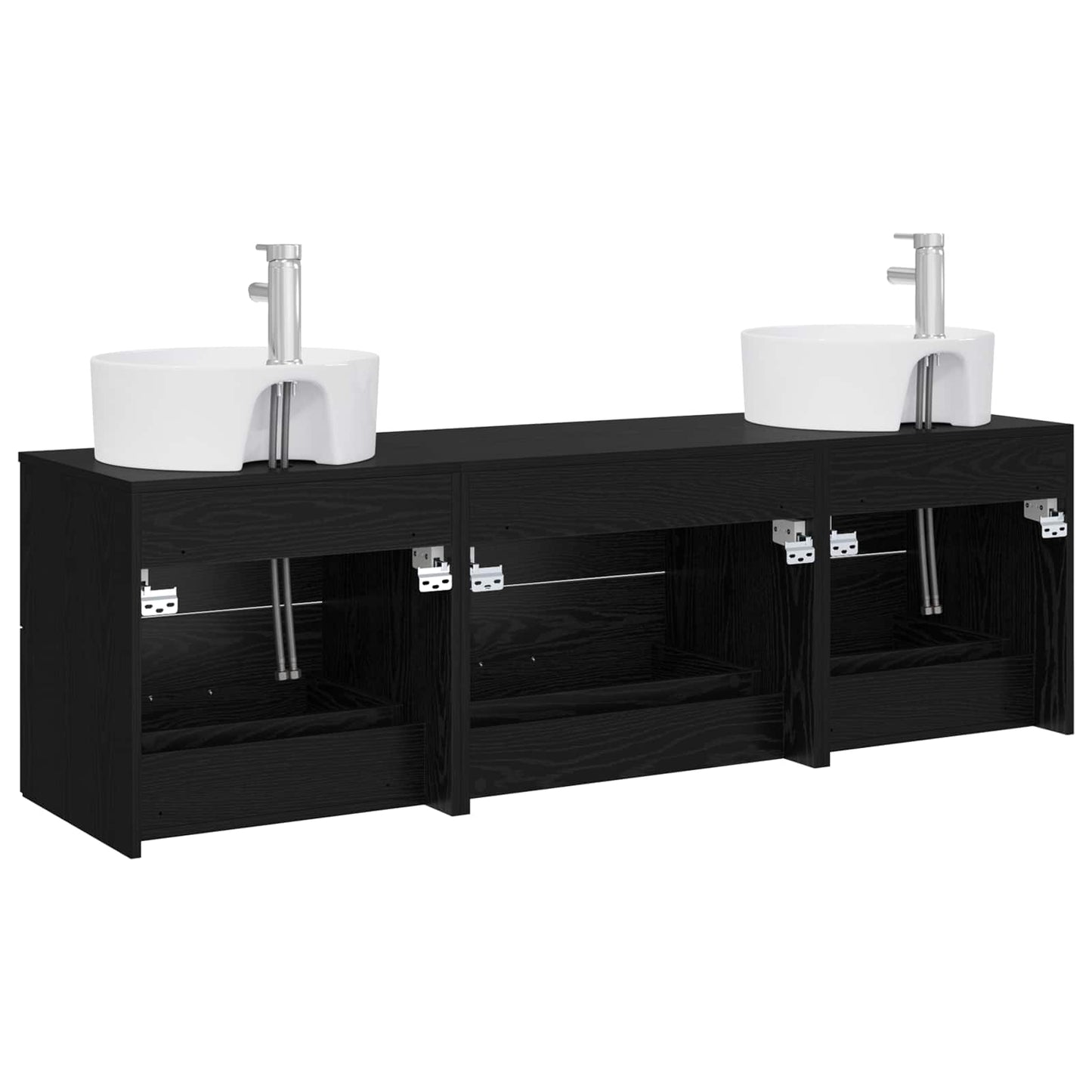 Baderomsskapsett 3 stk. Svart 62,5 x 44,5 x 50 cm
