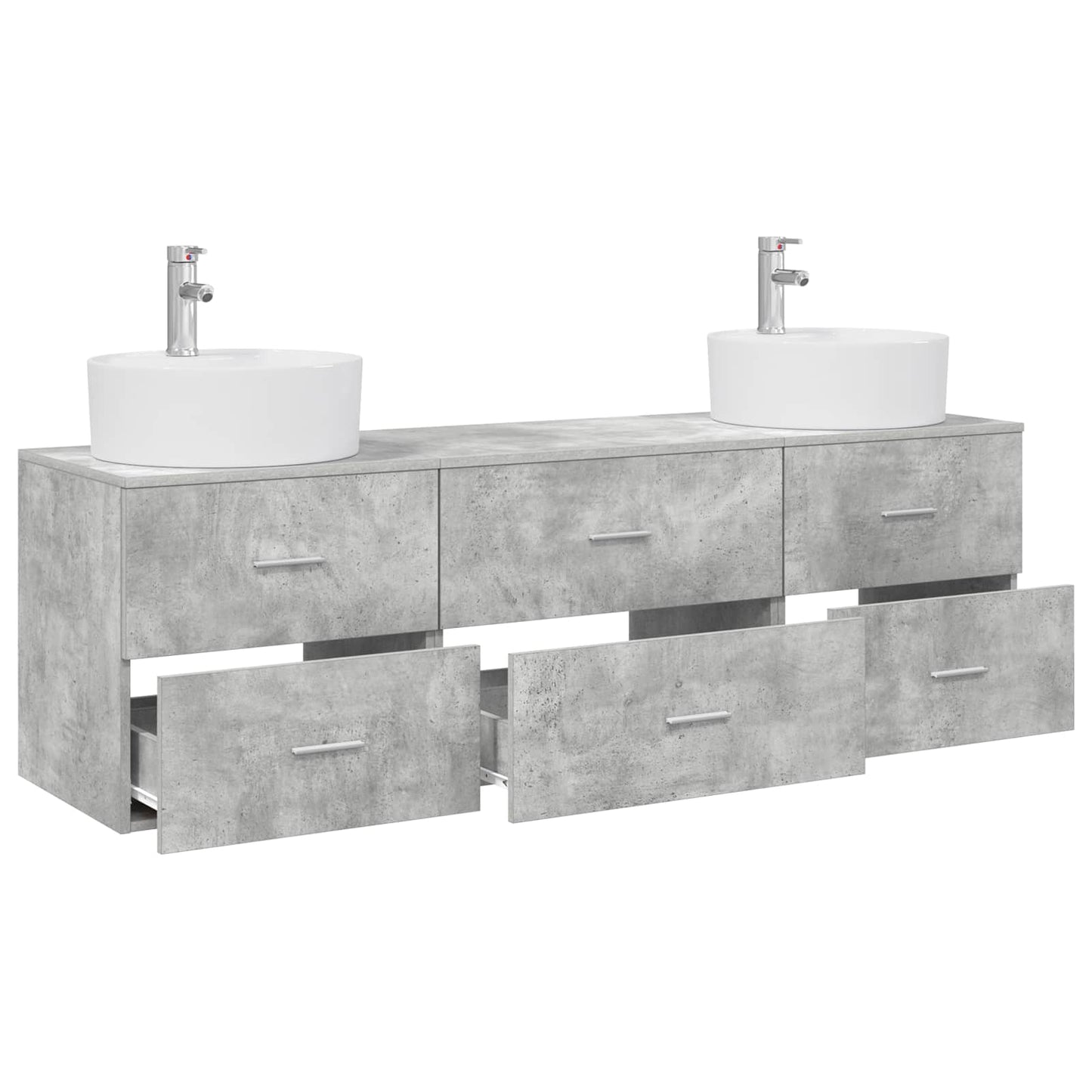 Baderomsskapsett 3 stk. Betonggrå 62,5 x 44,5 x 50 cm