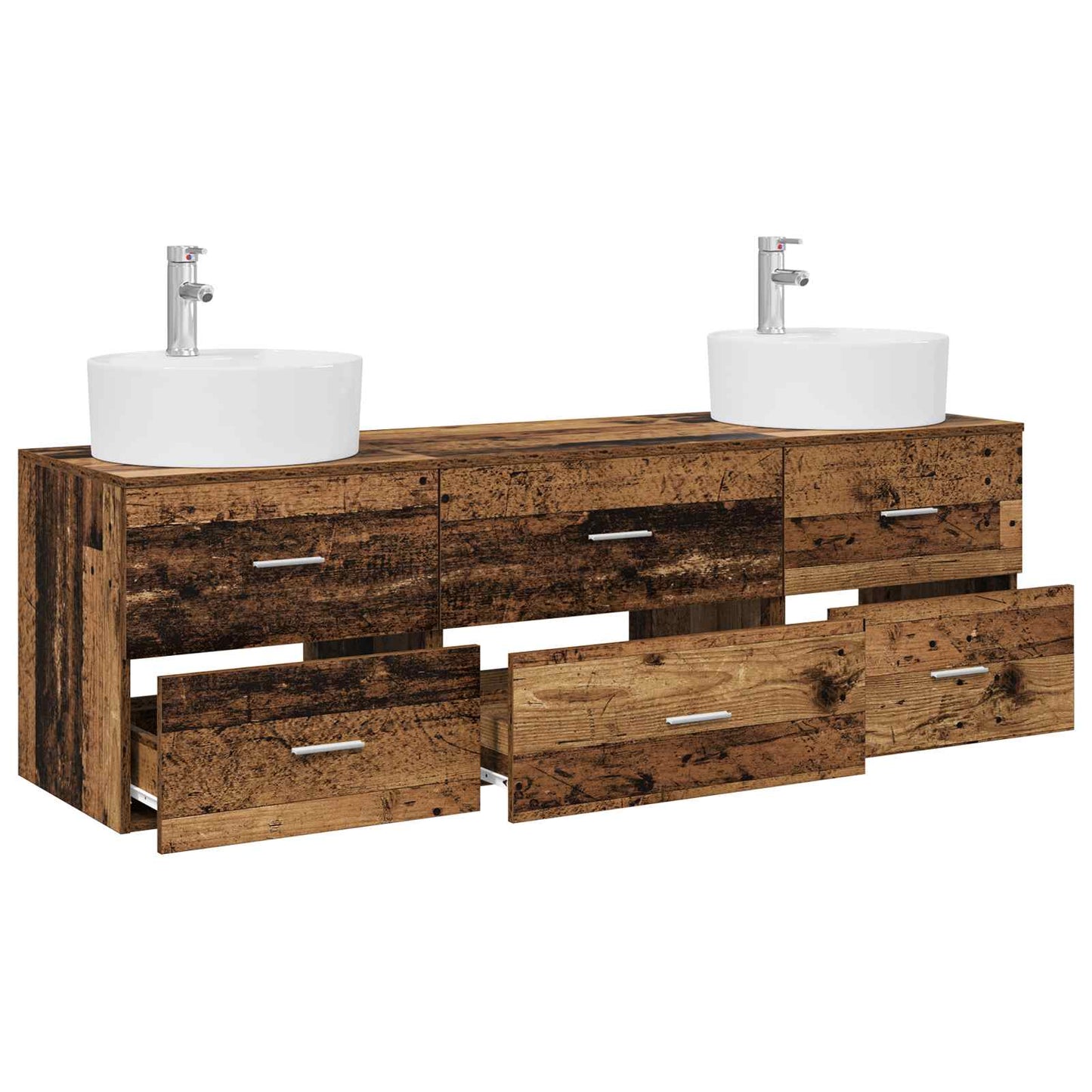 Baderomsskapsett 3 stk. Gammelt tre 62,5 x 44,5 x 50 cm