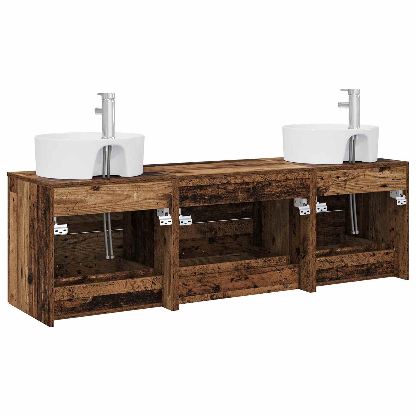 Baderomsskapsett 3 stk. Gammelt tre 62,5 x 44,5 x 50 cm