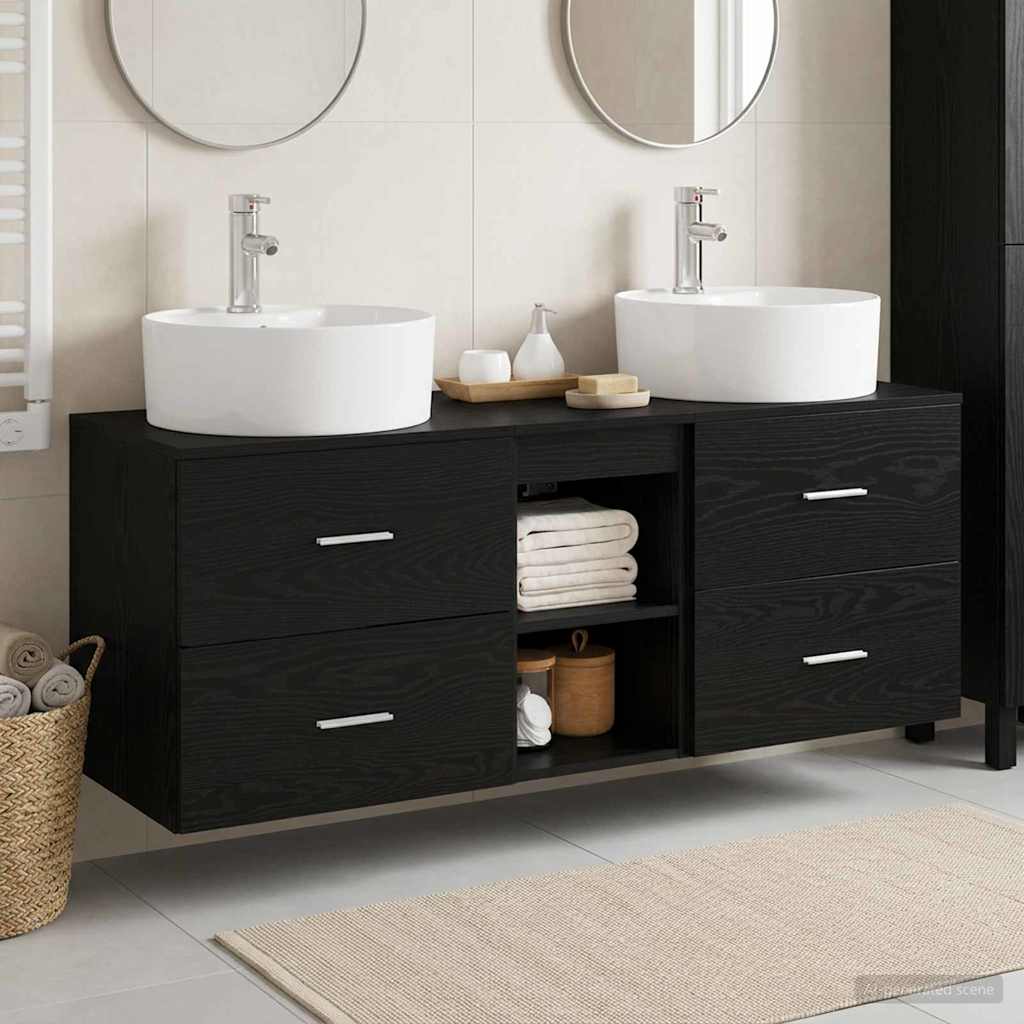 Baderomsskapsett 3 stk. Svart 49,5 x 44,5 x 65 cm