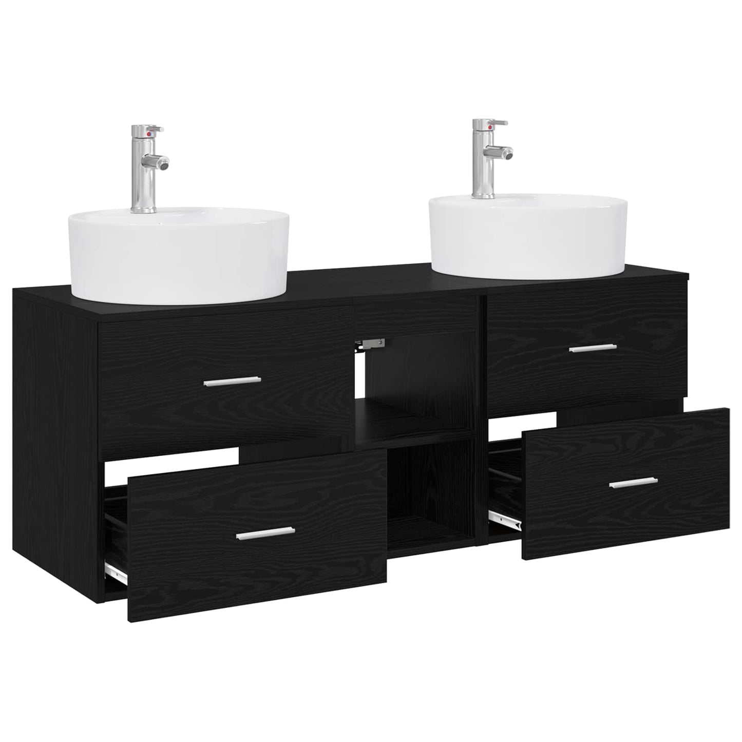 Baderomsskapsett 3 stk. Svart 49,5 x 44,5 x 65 cm