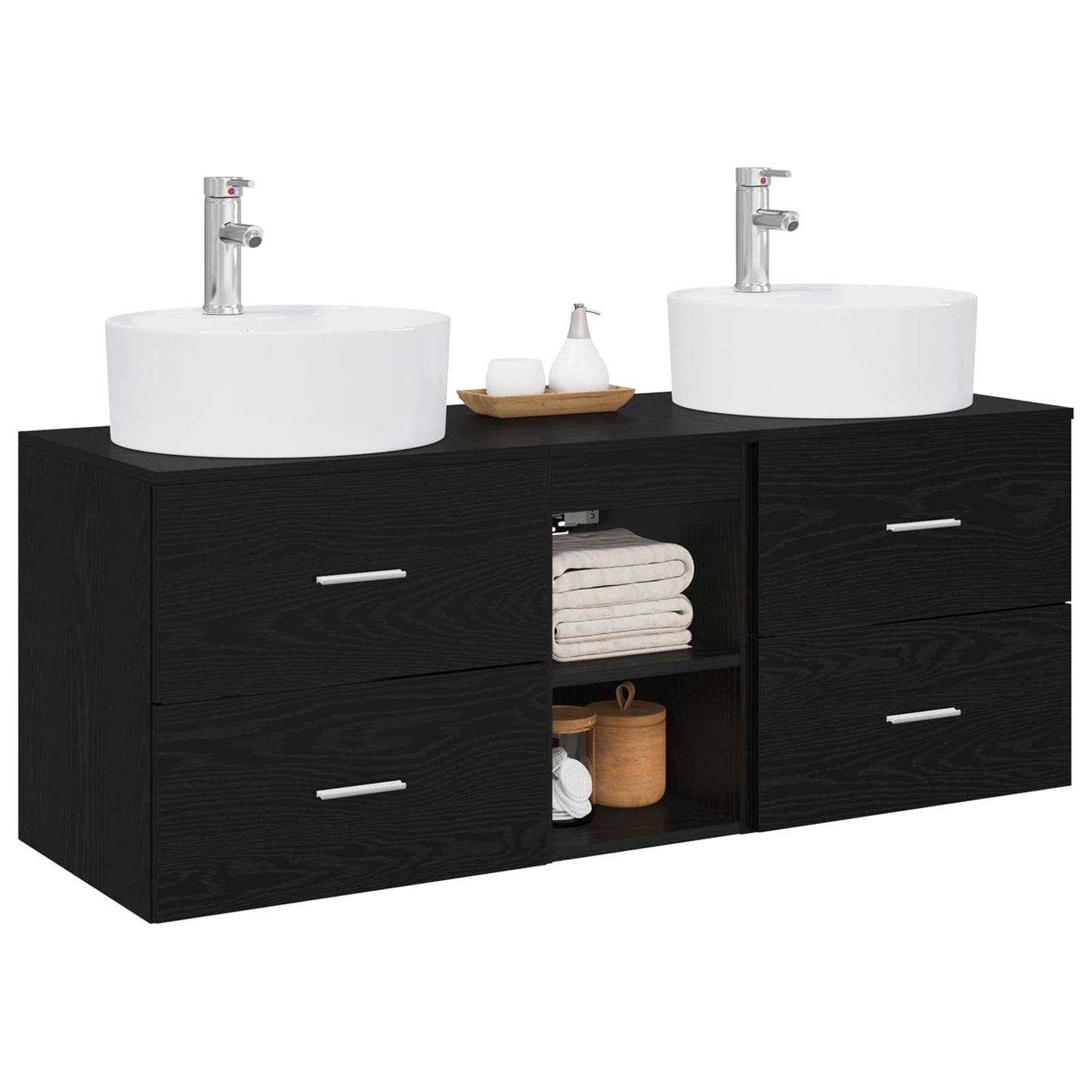 Baderomsskapsett 3 stk. Svart 49,5 x 44,5 x 65 cm