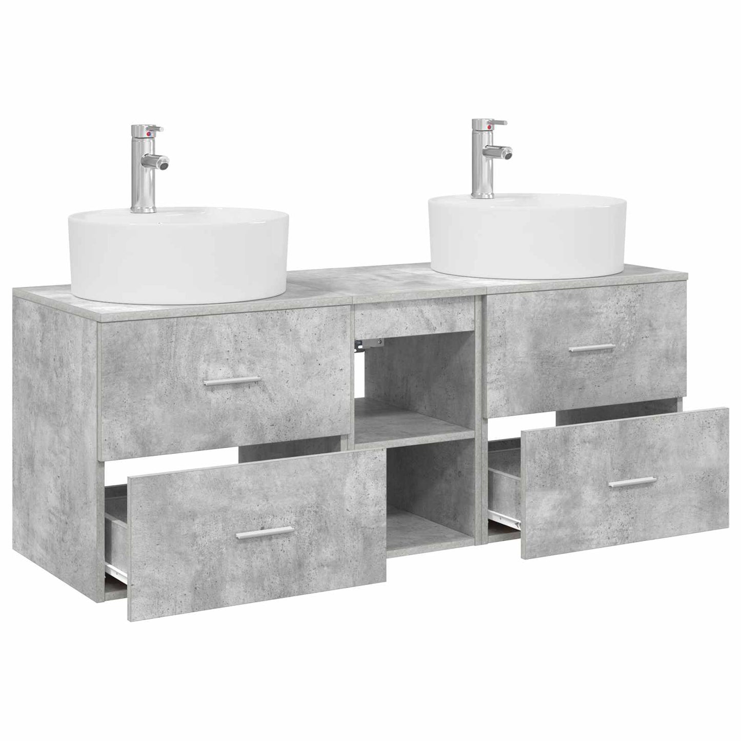 Baderomsskapsett 3 stk. Betonggrå 49,5 x 44,5 x 65 cm