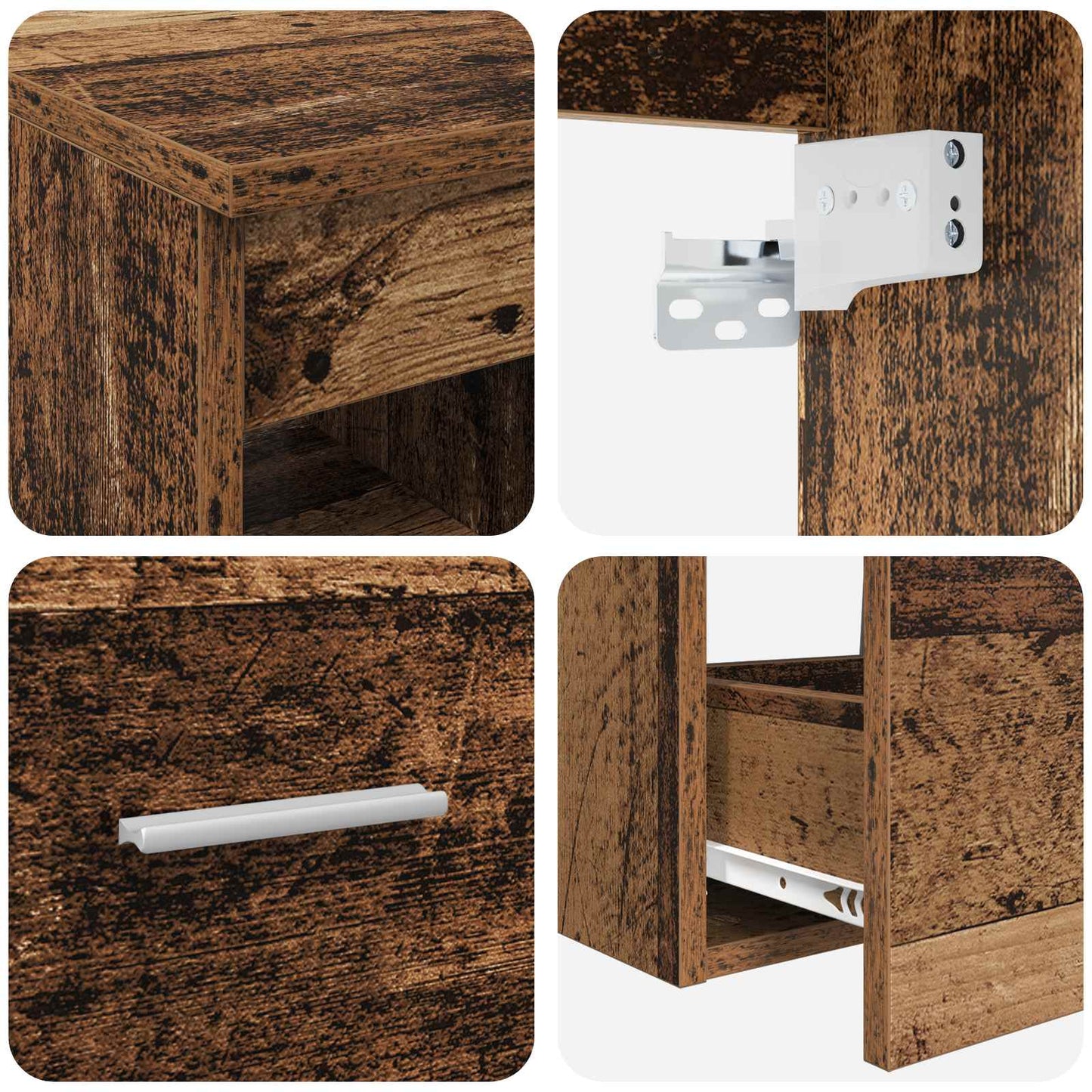 Baderomsskapsett 3 stk. Gammelt tre 49,5 x 44,5 x 65 cm
