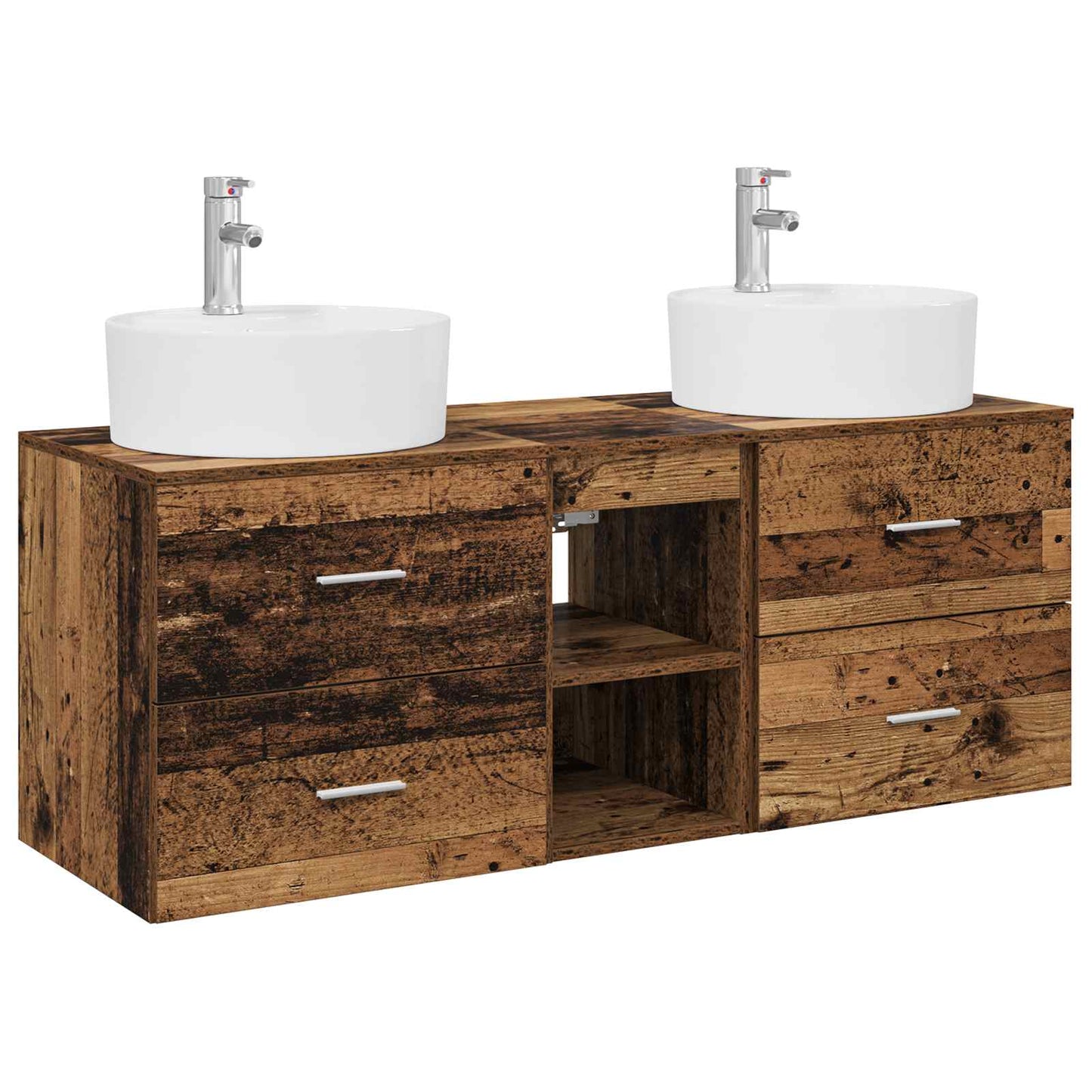 Baderomsskapsett 3 stk. Gammelt tre 49,5 x 44,5 x 65 cm