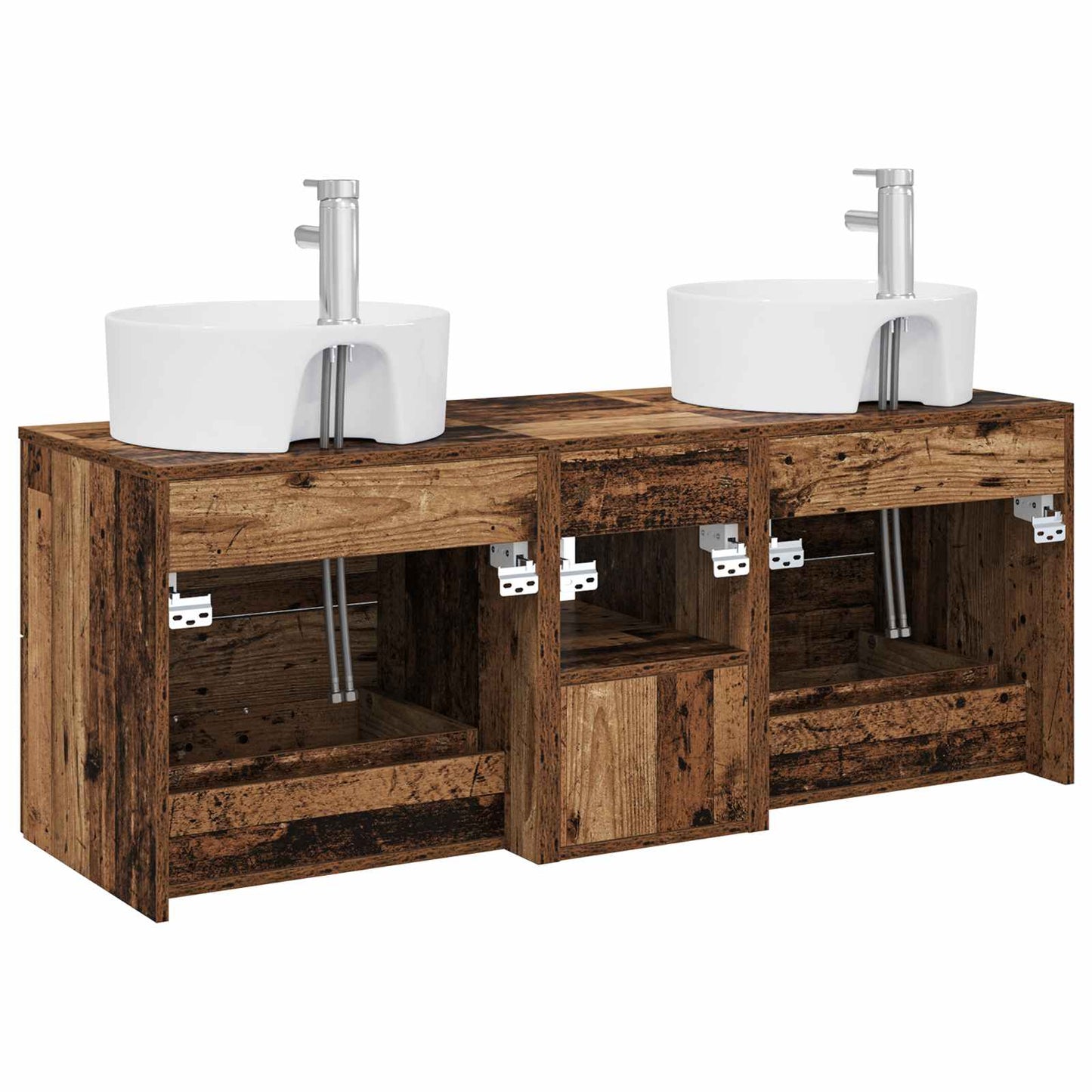 Baderomsskapsett 3 stk. Gammelt tre 49,5 x 44,5 x 65 cm