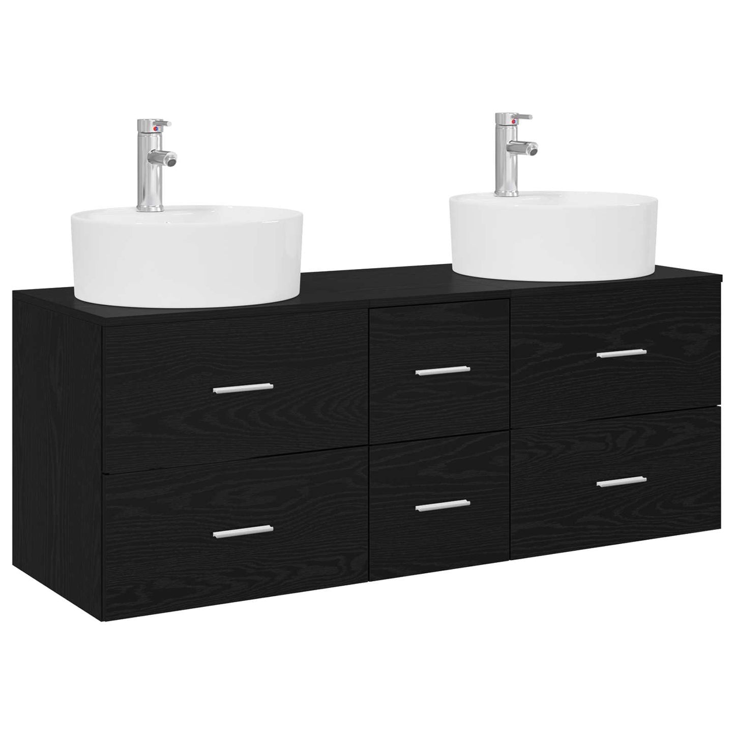 Baderomsinnredningssett 3 stk. Svart 49,5 x 44,5 x 65 cm