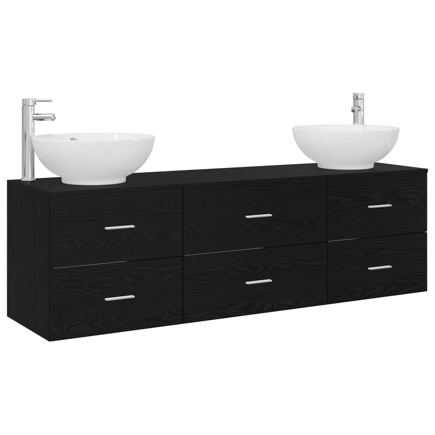 Baderomsinnredningssett 3 stk. Svart 49,5 x 44,5 x 65 cm