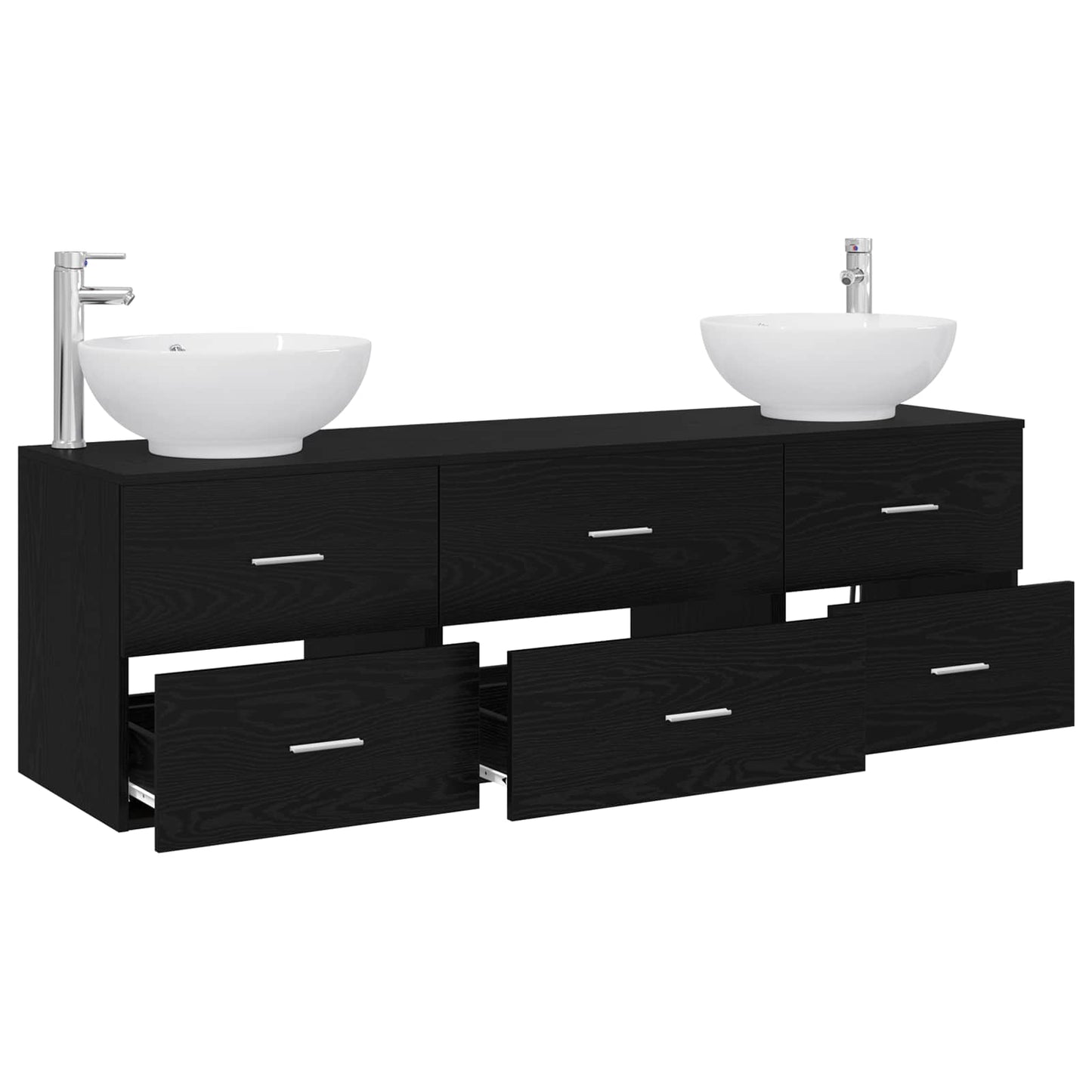 Baderomsinnredningssett 3 stk. Svart 49,5 x 44,5 x 65 cm