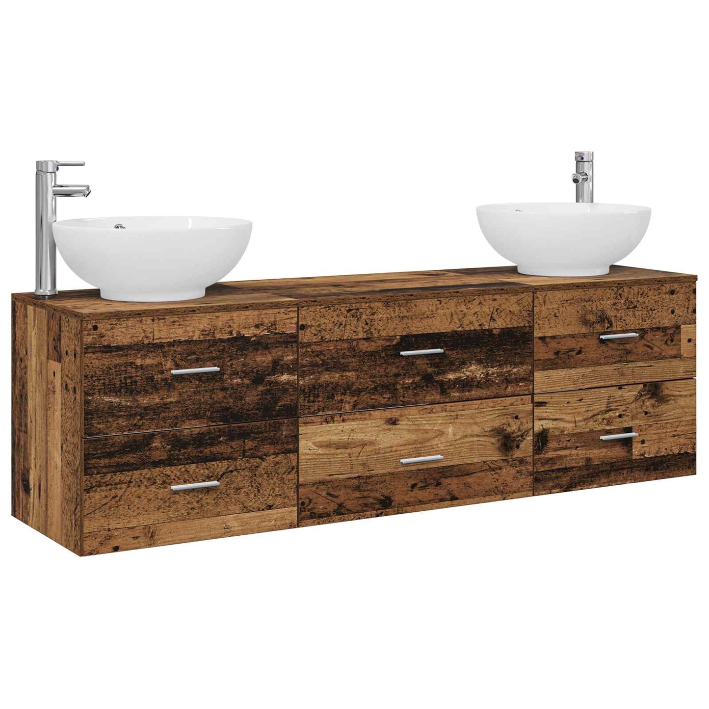 Baderomsinnredningssett 3 stk. Gammelt tre 49,5 x 44,5 x 65 cm
