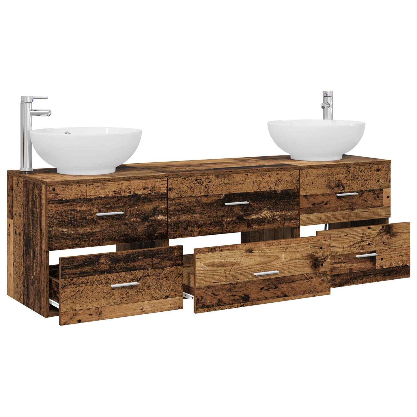 Baderomsinnredningssett 3 stk. Gammelt tre 49,5 x 44,5 x 65 cm