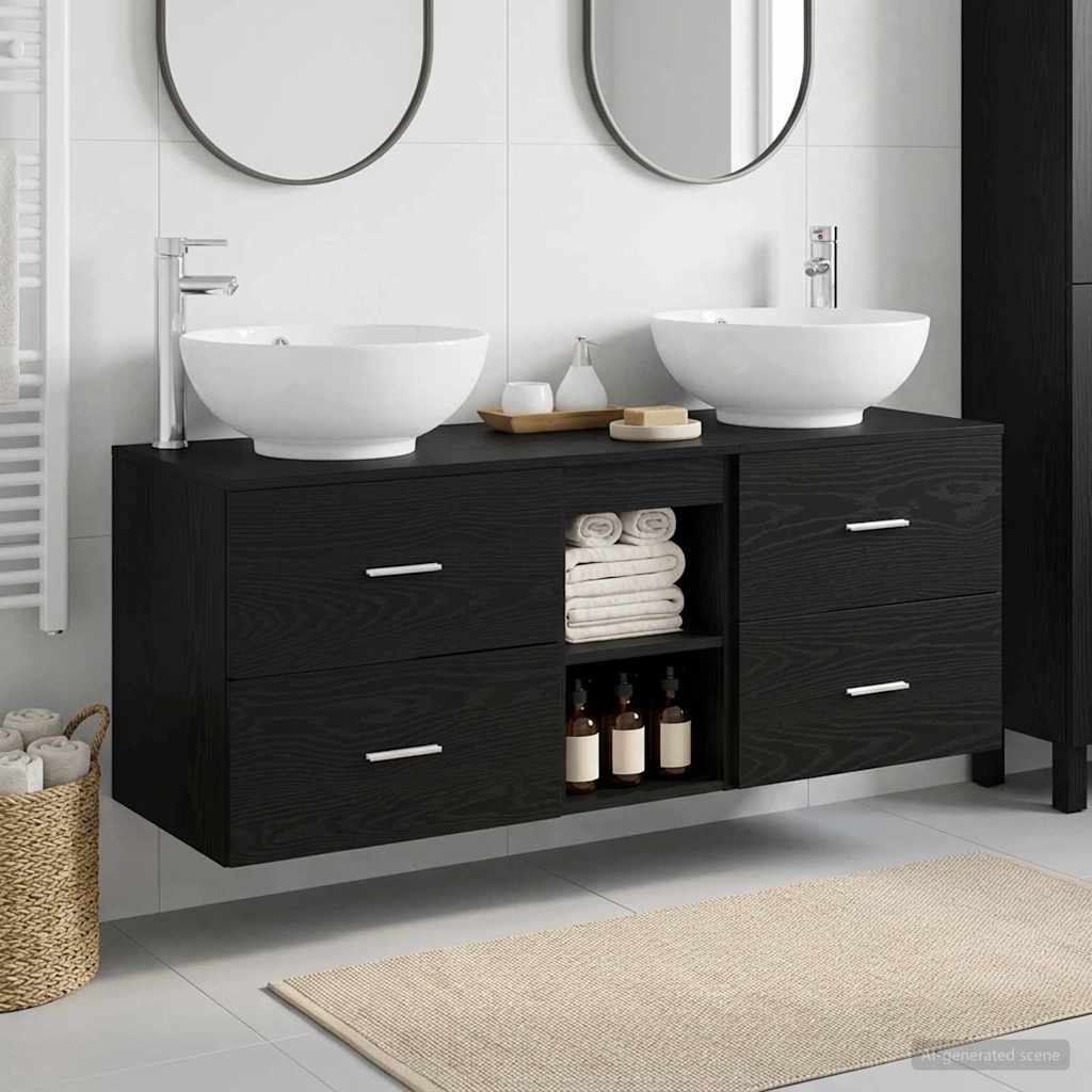 Baderomsinnredningssett 3 stk. Svart 49,5 x 44,5 x 65 cm