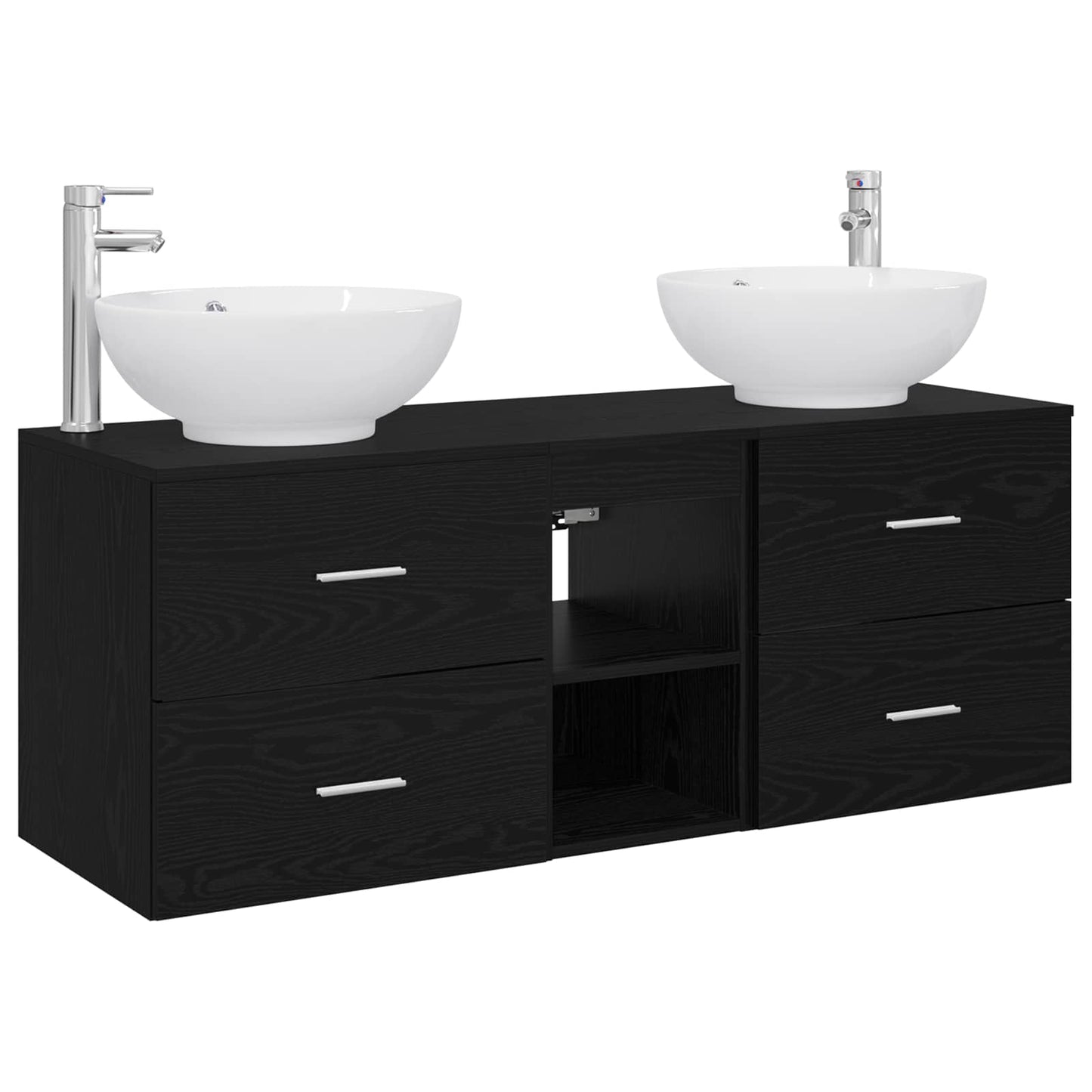 Baderomsinnredningssett 3 stk. Svart 49,5 x 44,5 x 65 cm