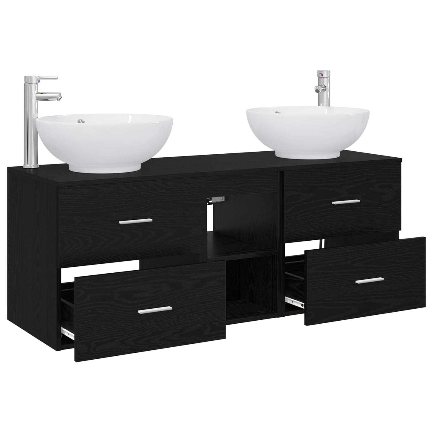 Baderomsinnredningssett 3 stk. Svart 49,5 x 44,5 x 65 cm