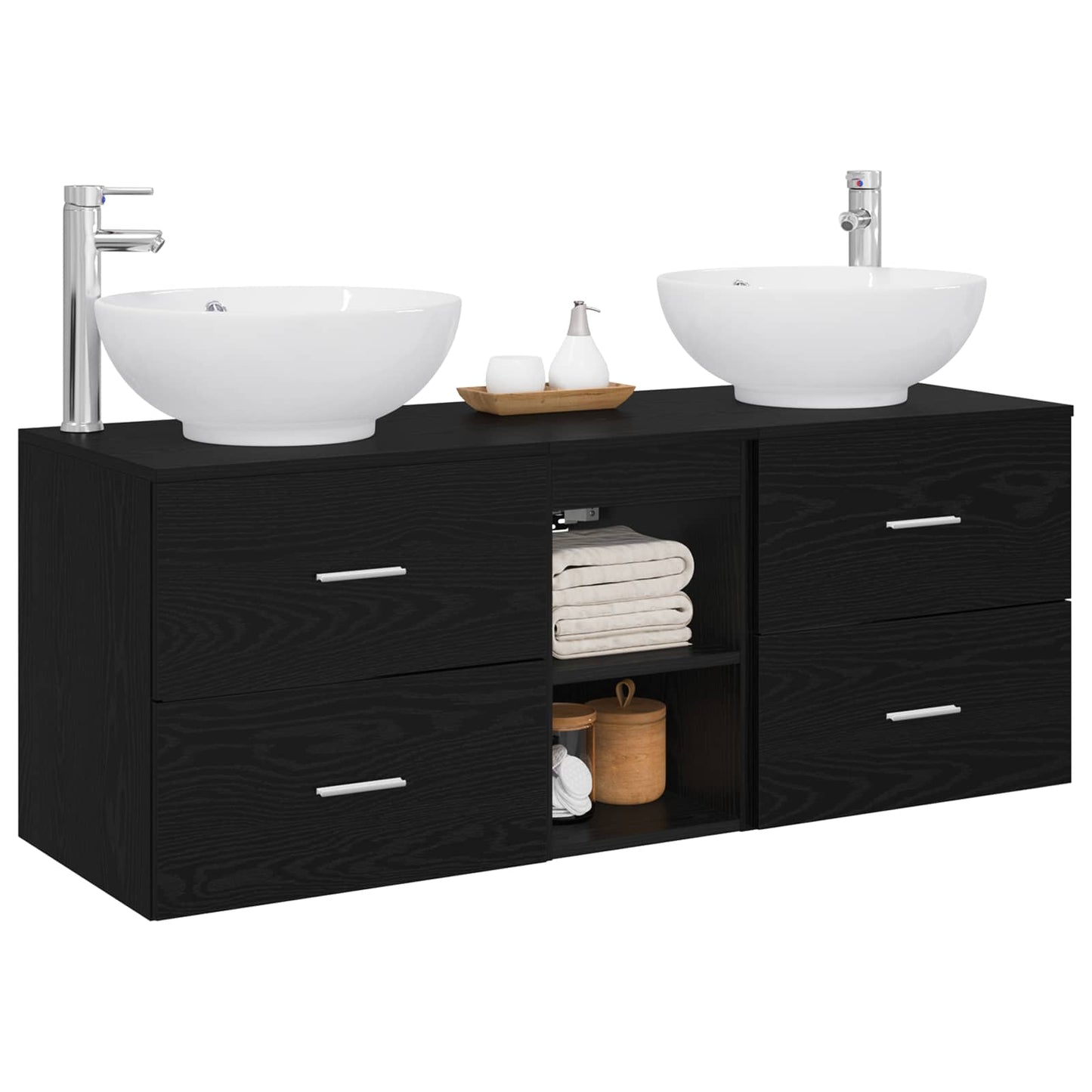 Baderomsinnredningssett 3 stk. Svart 49,5 x 44,5 x 65 cm