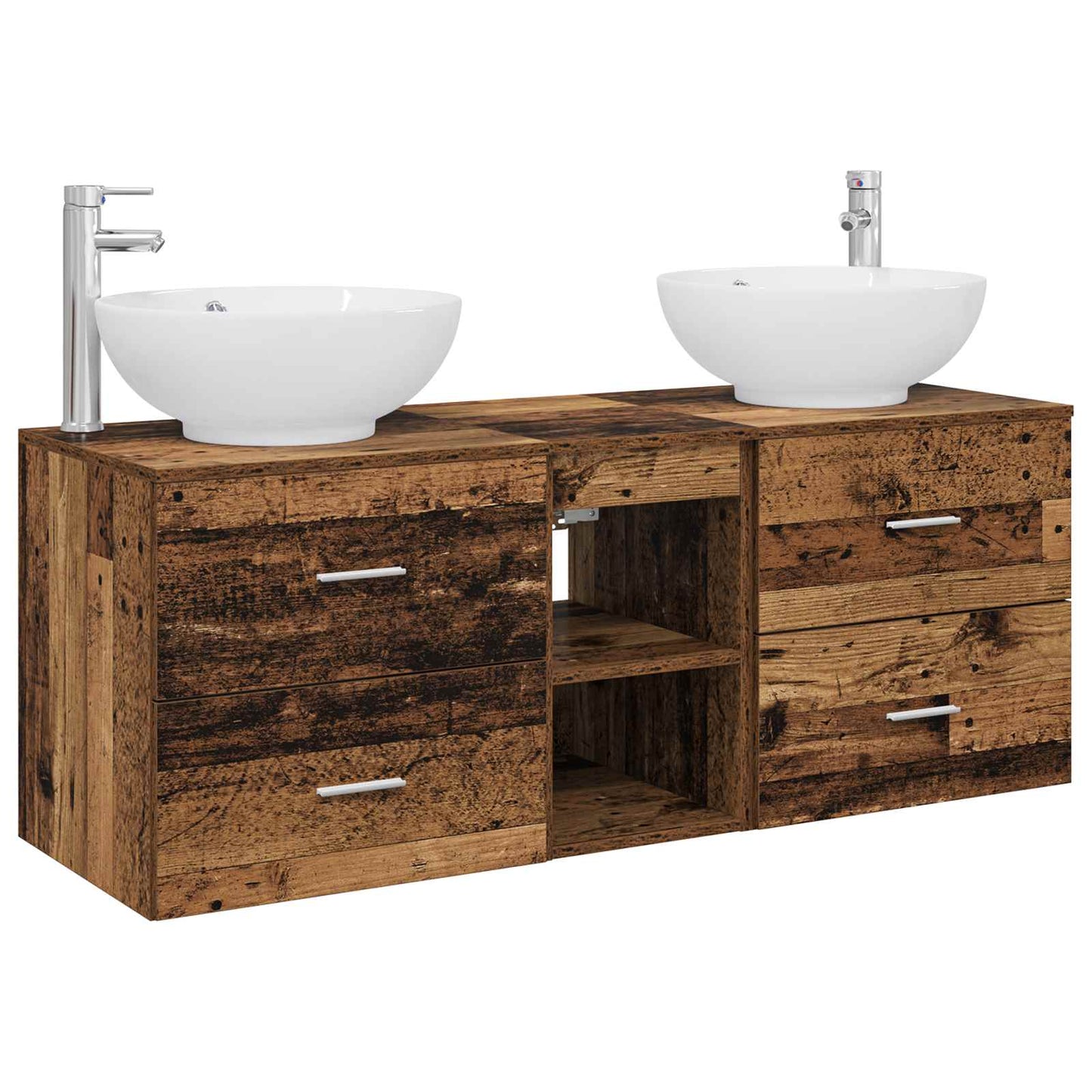 Baderomsinnredningssett 3 stk. Gammelt tre 49,5 x 44,5 x 65 cm