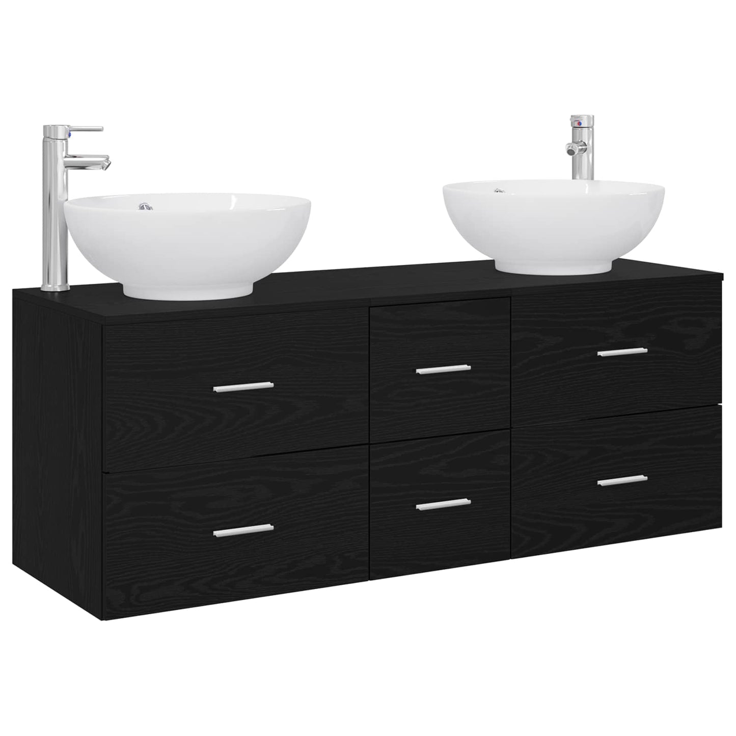 Baderomsinnredningssett 3 stk. Svart 49,5 x 44,5 x 65 cm