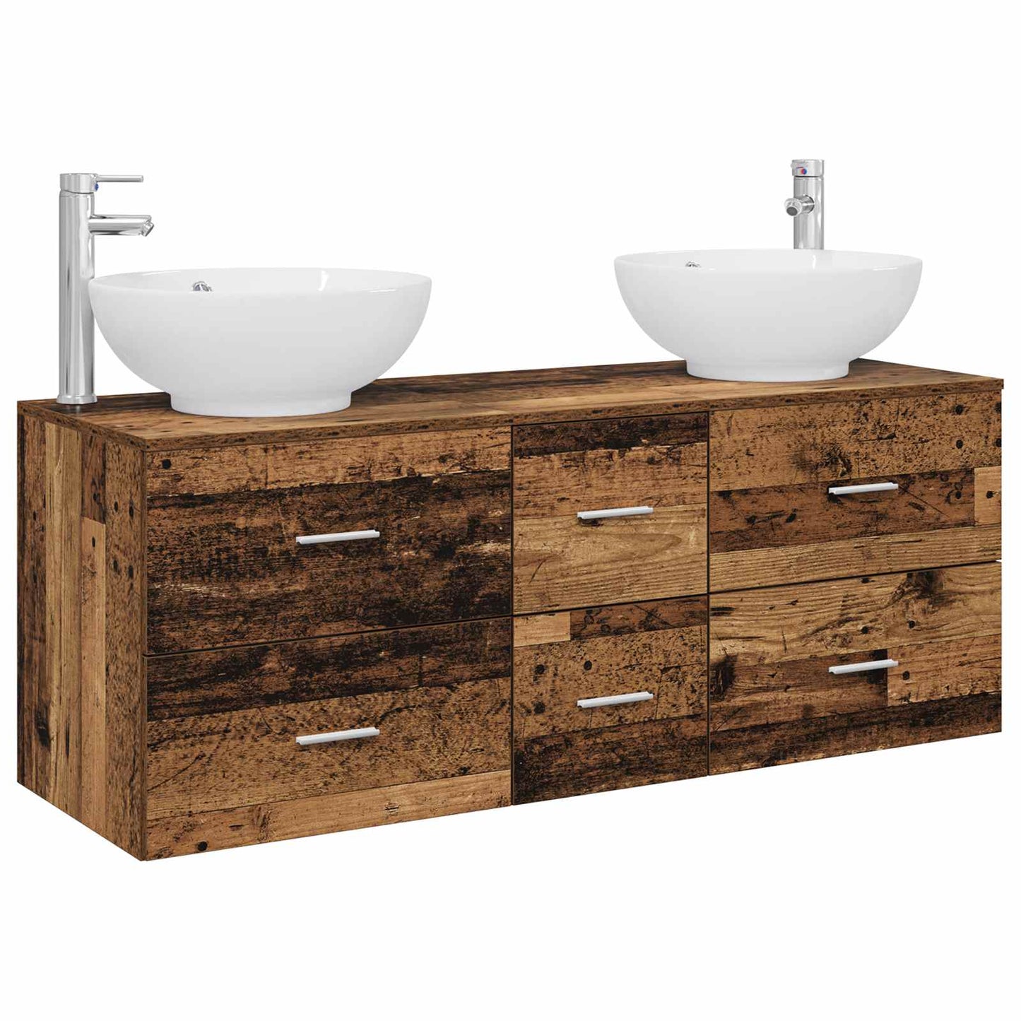 Baderomsinnredningssett 3 stk. Gammelt tre 49,5 x 44,5 x 65 cm