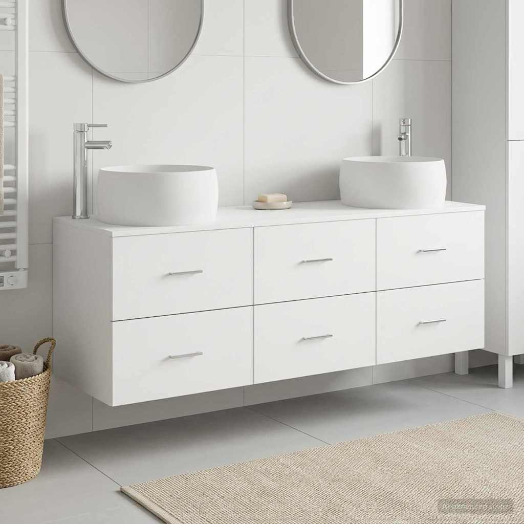 Baderomsinnredningssett 3 stk. Hvit 49,5 x 44,5 x 66 cm