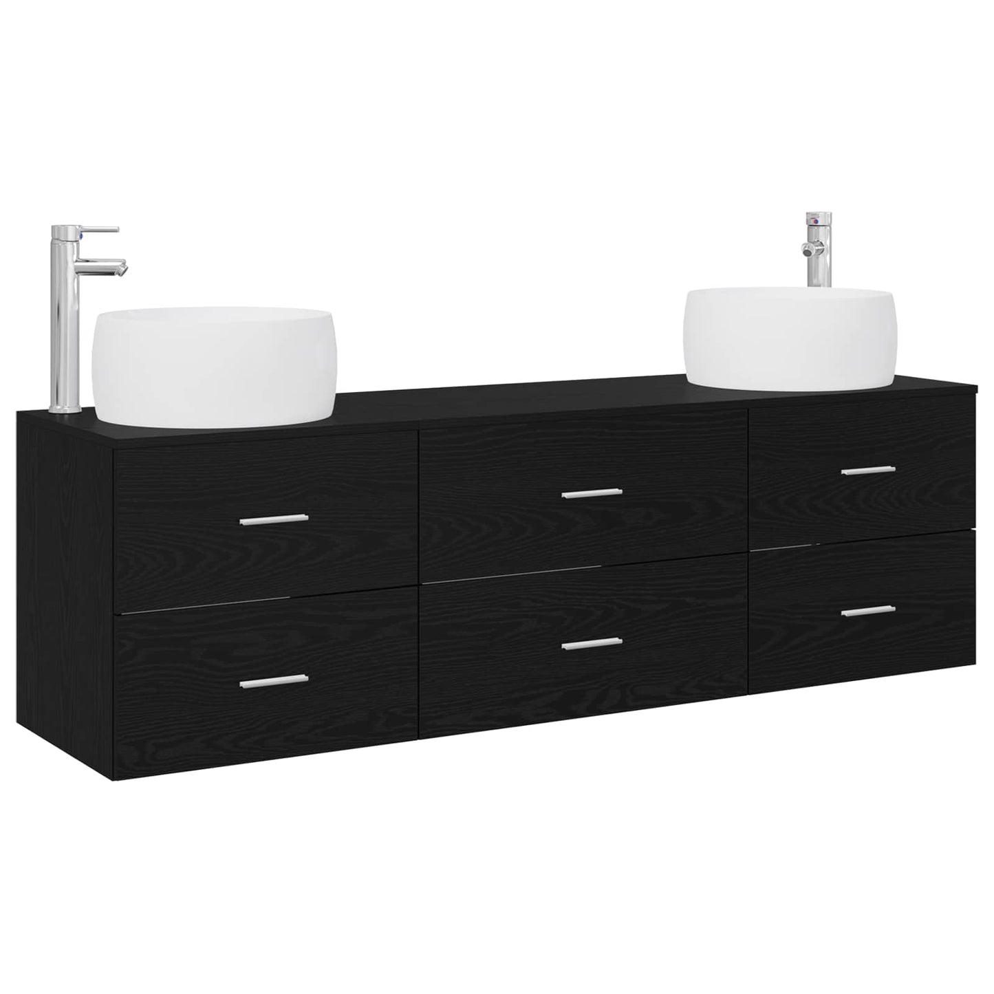 Baderomsinnredningssett 3 stk. Svart 49,5 x 44,5 x 66 cm