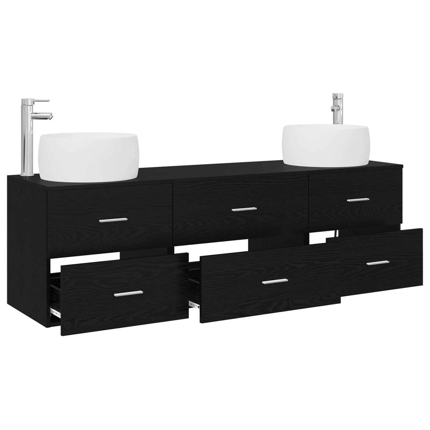 Baderomsinnredningssett 3 stk. Svart 49,5 x 44,5 x 66 cm