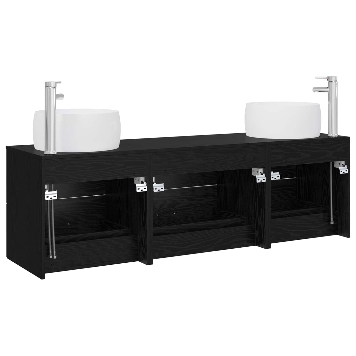 Baderomsinnredningssett 3 stk. Svart 49,5 x 44,5 x 66 cm