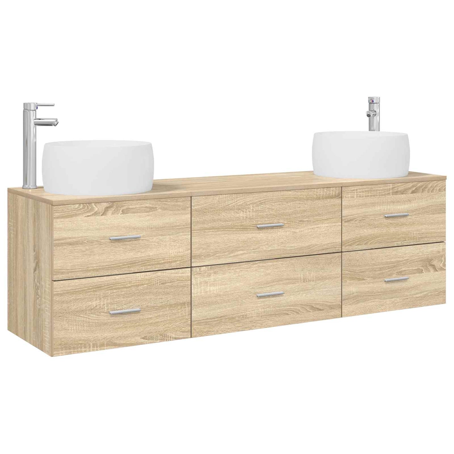 Baderomsinnredningssett 3 stk. Sonoma eik 49,5 x 44,5 x 66 cm