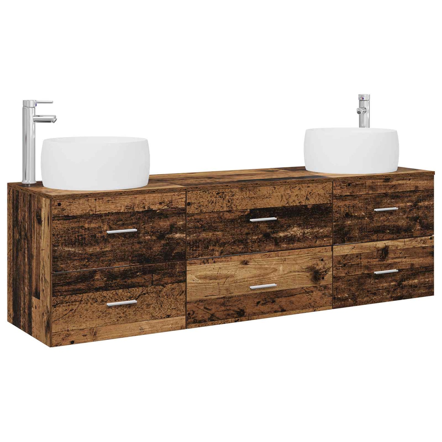 Baderomsinnredningssett 3 stk. Gammelt tre 49,5 x 44,5 x 66 cm
