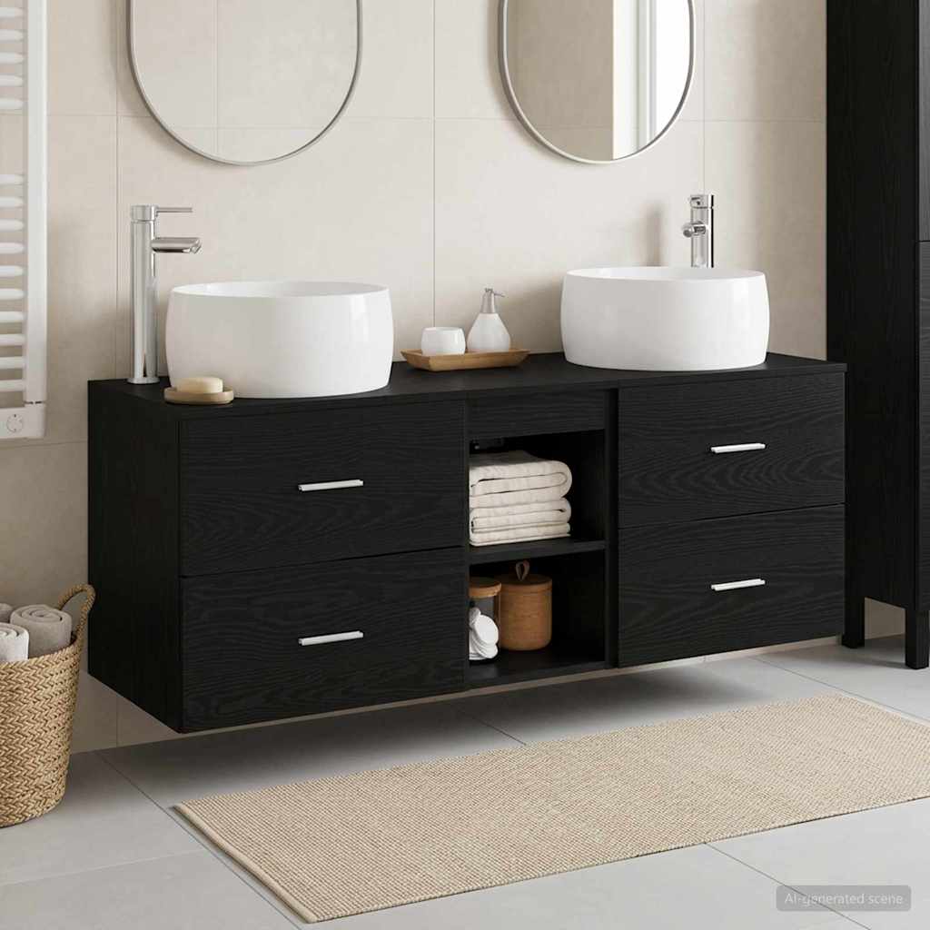 Baderomsinnredningssett 3 stk. Svart 49,5 x 44,5 x 66 cm