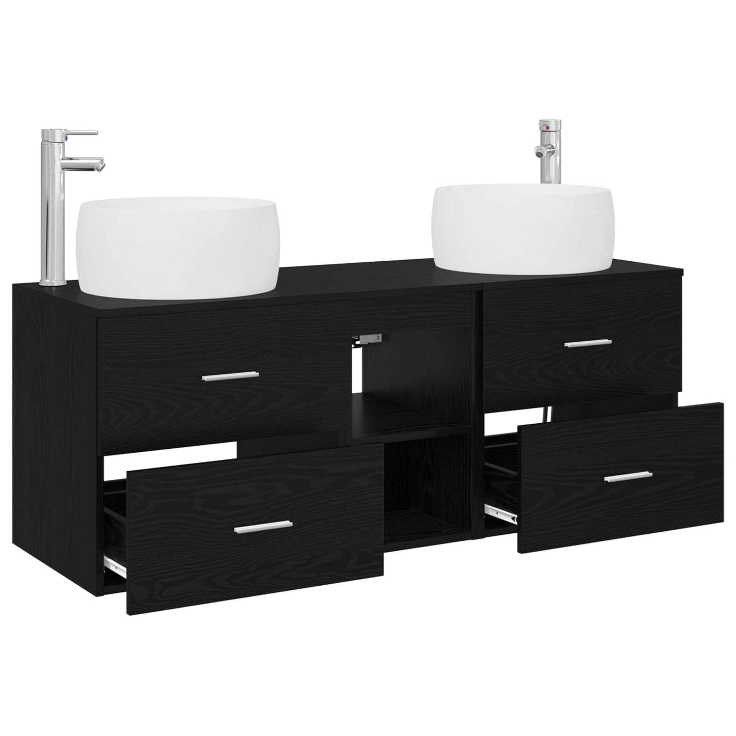 Baderomsinnredningssett 3 stk. Svart 49,5 x 44,5 x 66 cm