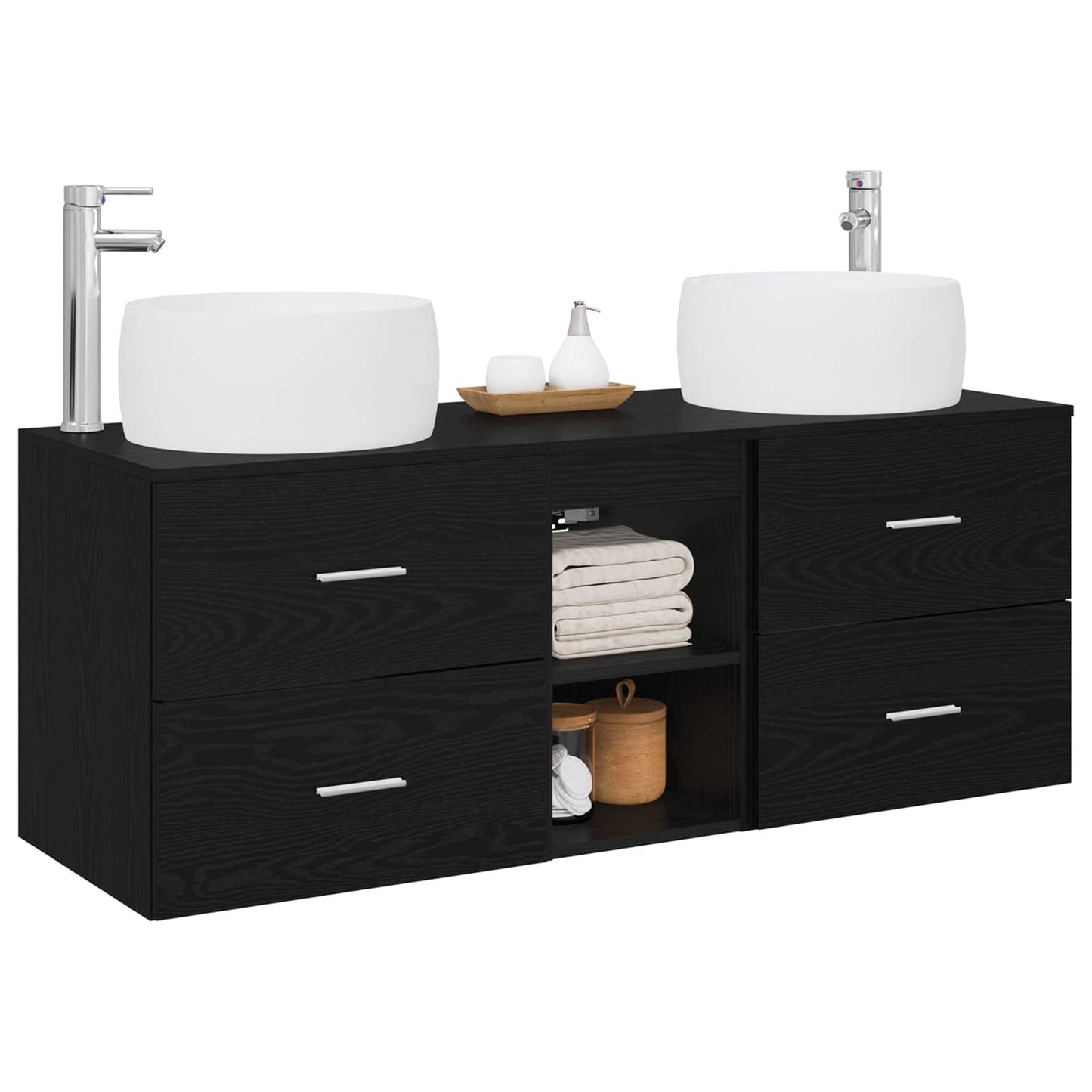 Baderomsinnredningssett 3 stk. Svart 49,5 x 44,5 x 66 cm