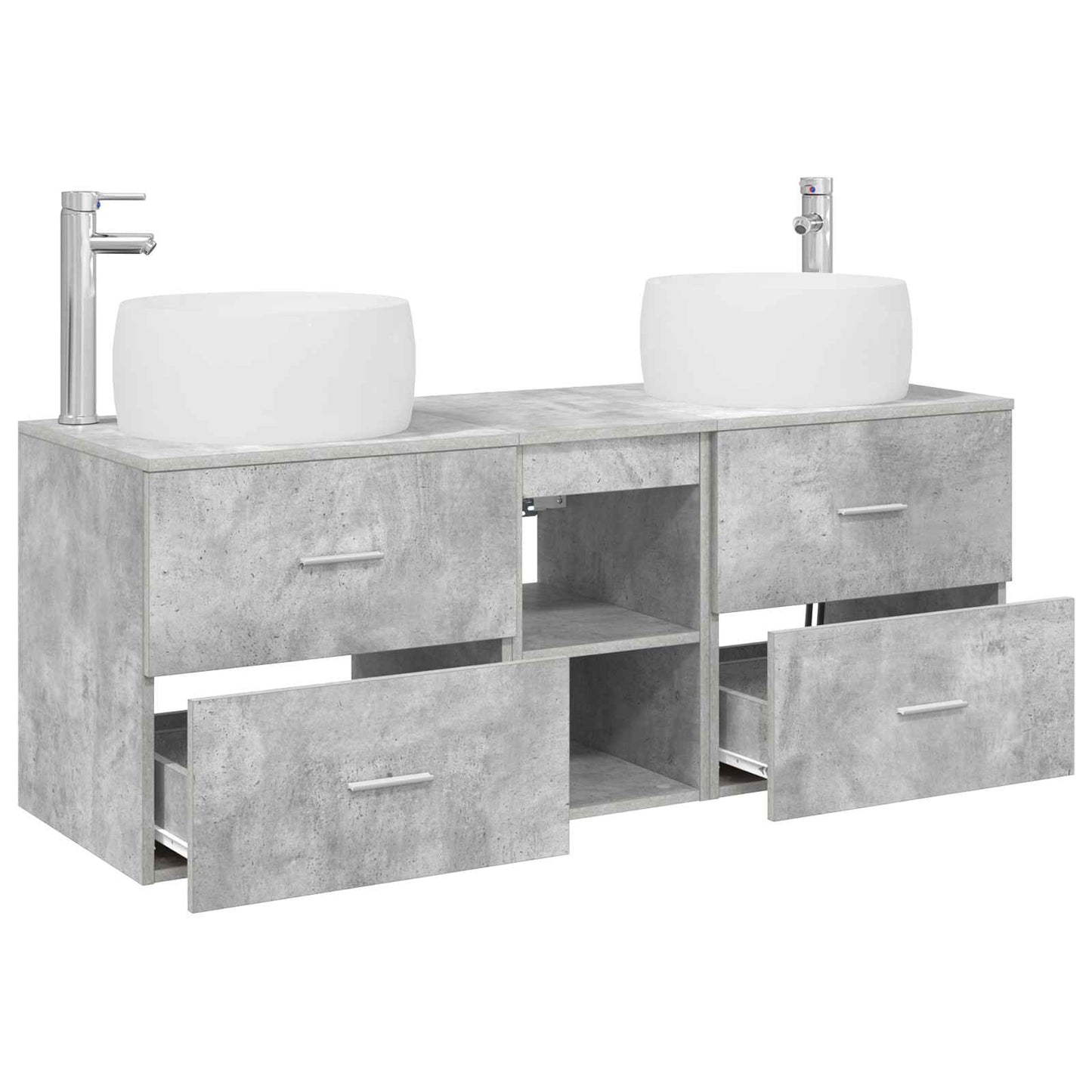Baderomsinnredningssett 3 stk. Betonggrå 49,5 x 44,5 x 66 cm